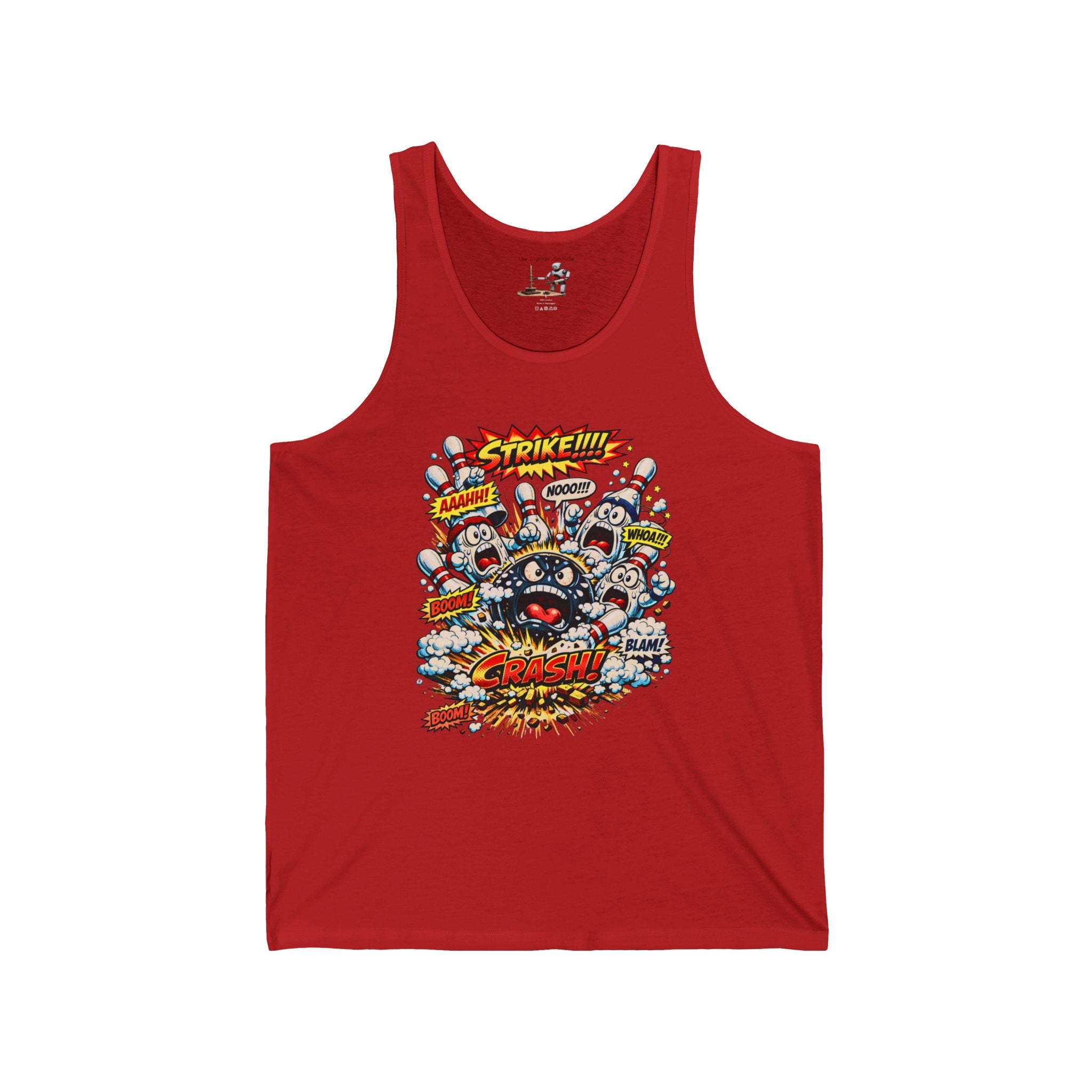 Comic Bowling Explosion Tank Top — Retro Pop Art "Crash!" Graphic Tank