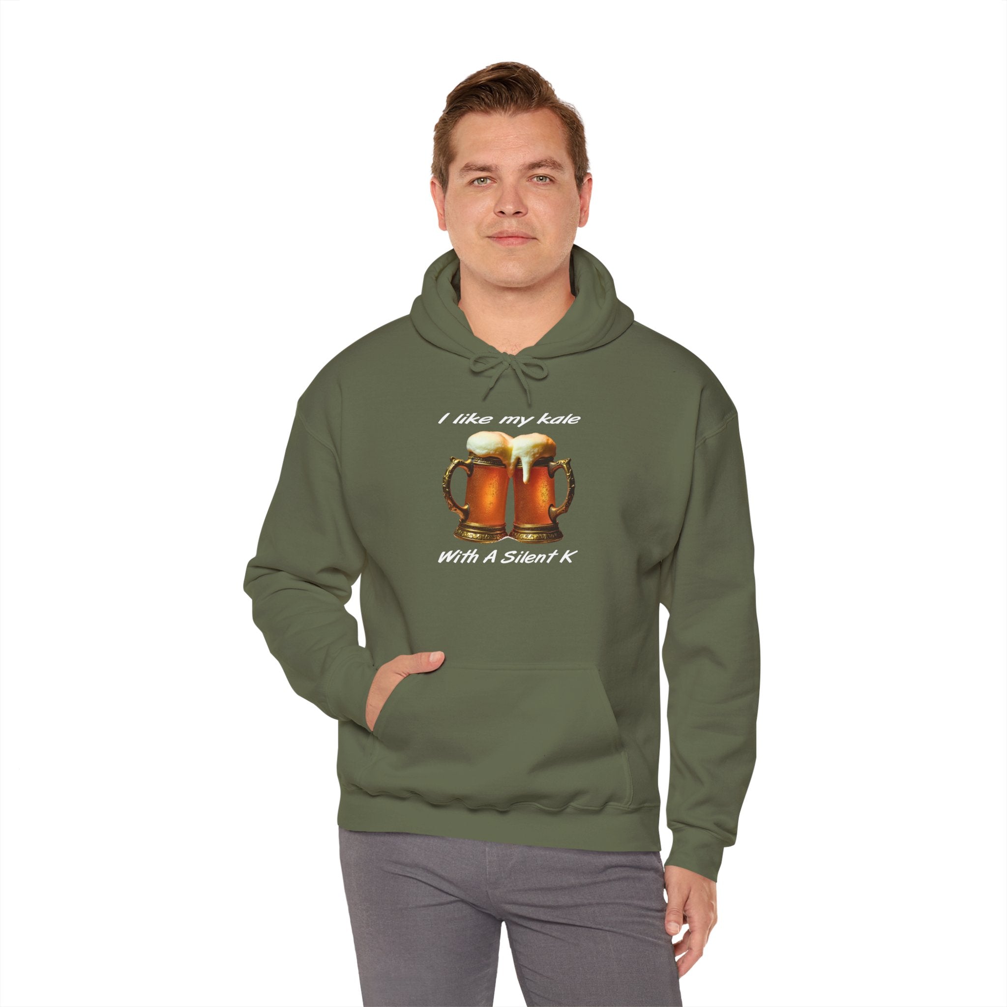 Hoodie - "I Like My Kale With A Silent K" Beer Cheers Graphic Hoodie