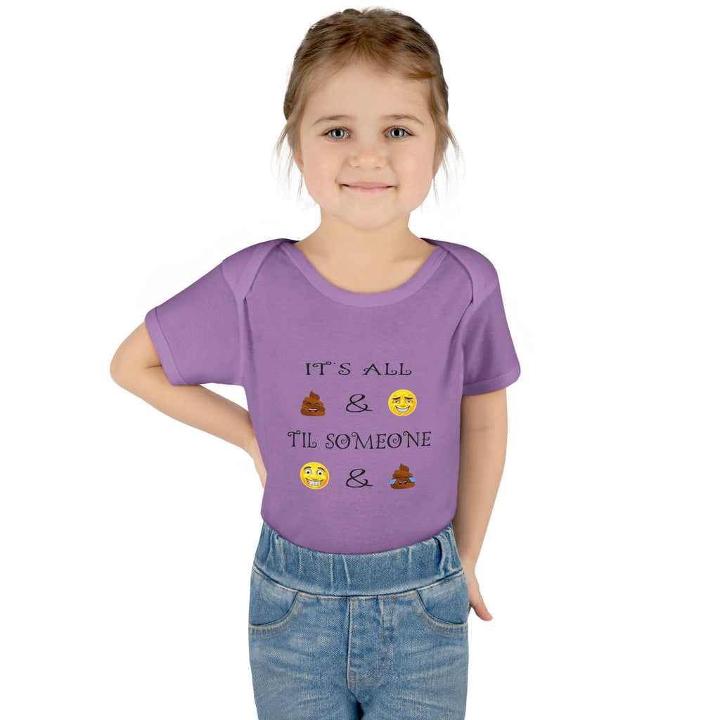 "It's All & 'Til Someone" Poop & Emoji Funny Baby Onesie