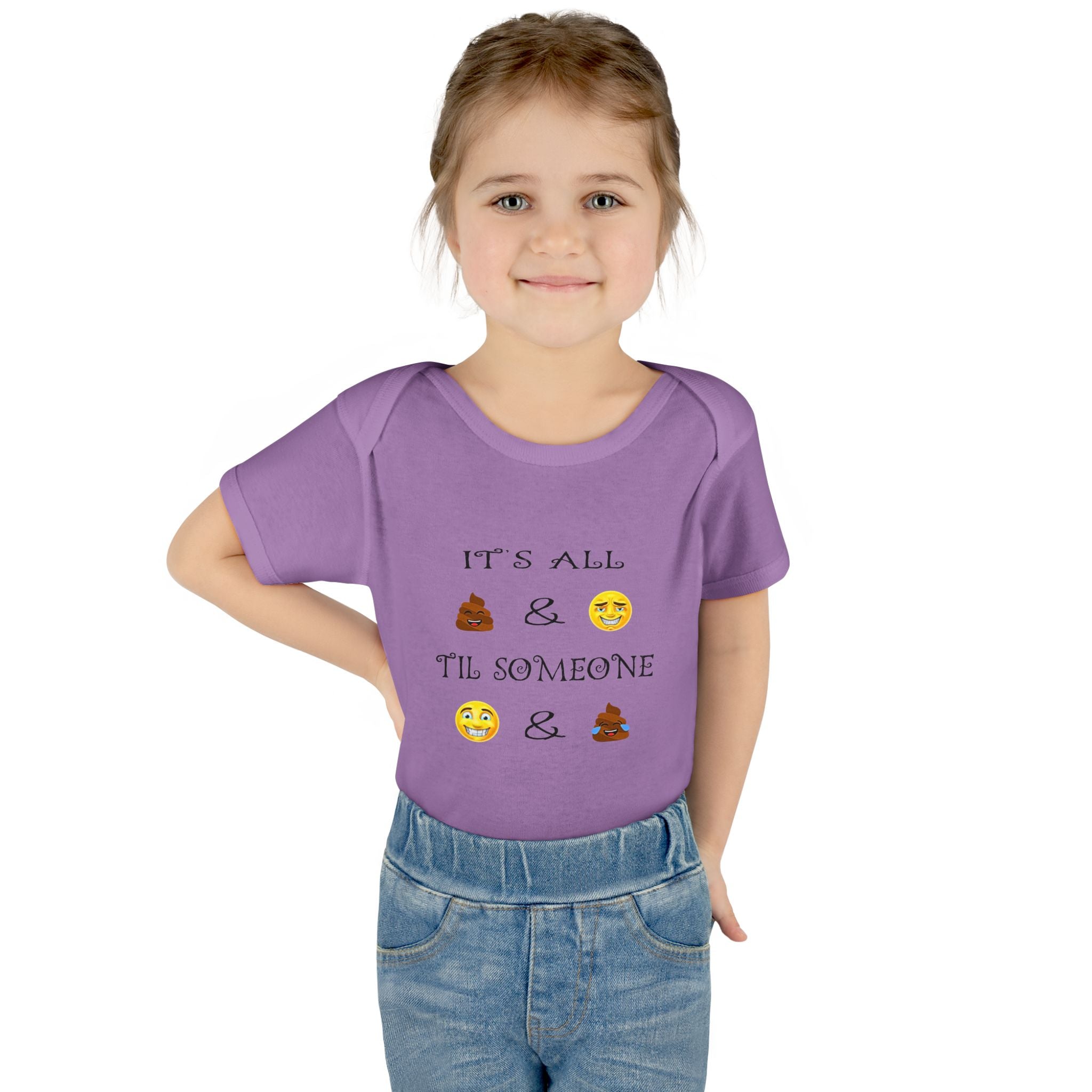 "It's All & 'Til Someone" Poop & Emoji Funny Baby Onesie