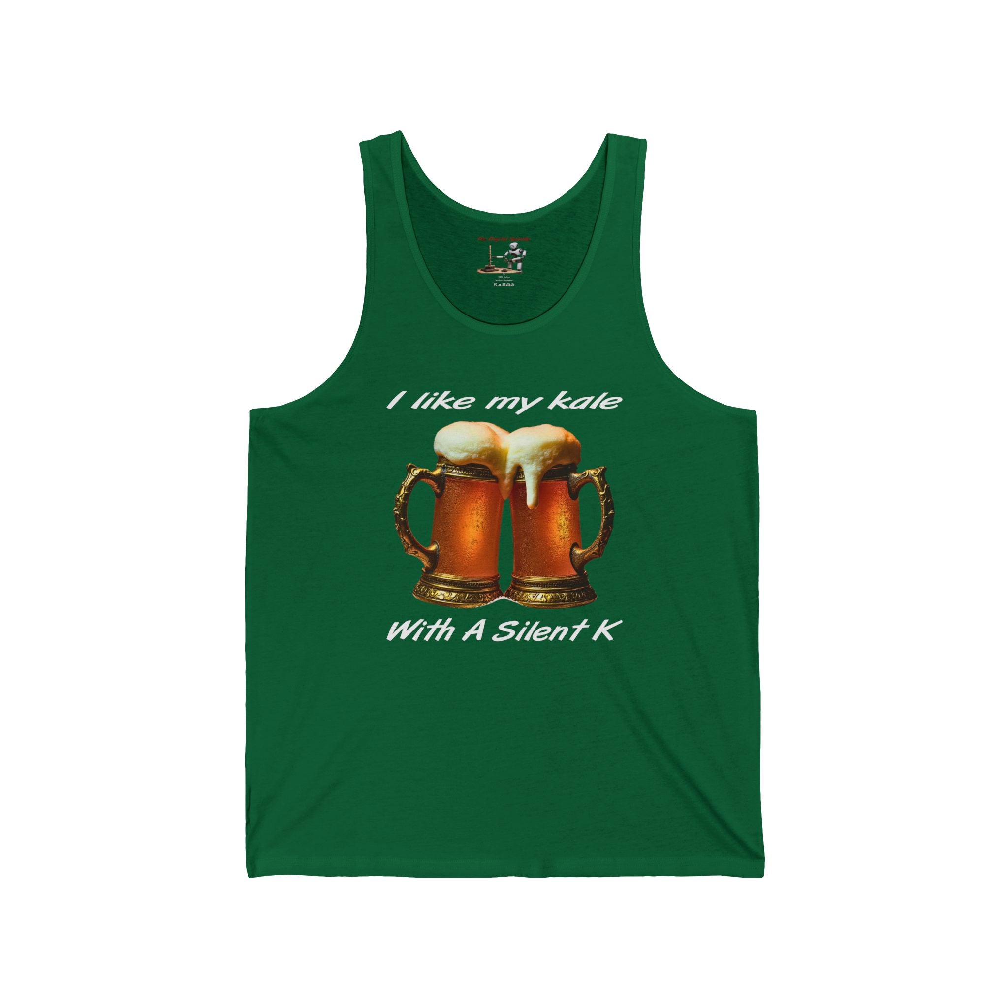 Beer Tank Top — "I Like My Kale With a Silent K" Funny Beer Graphic Tank