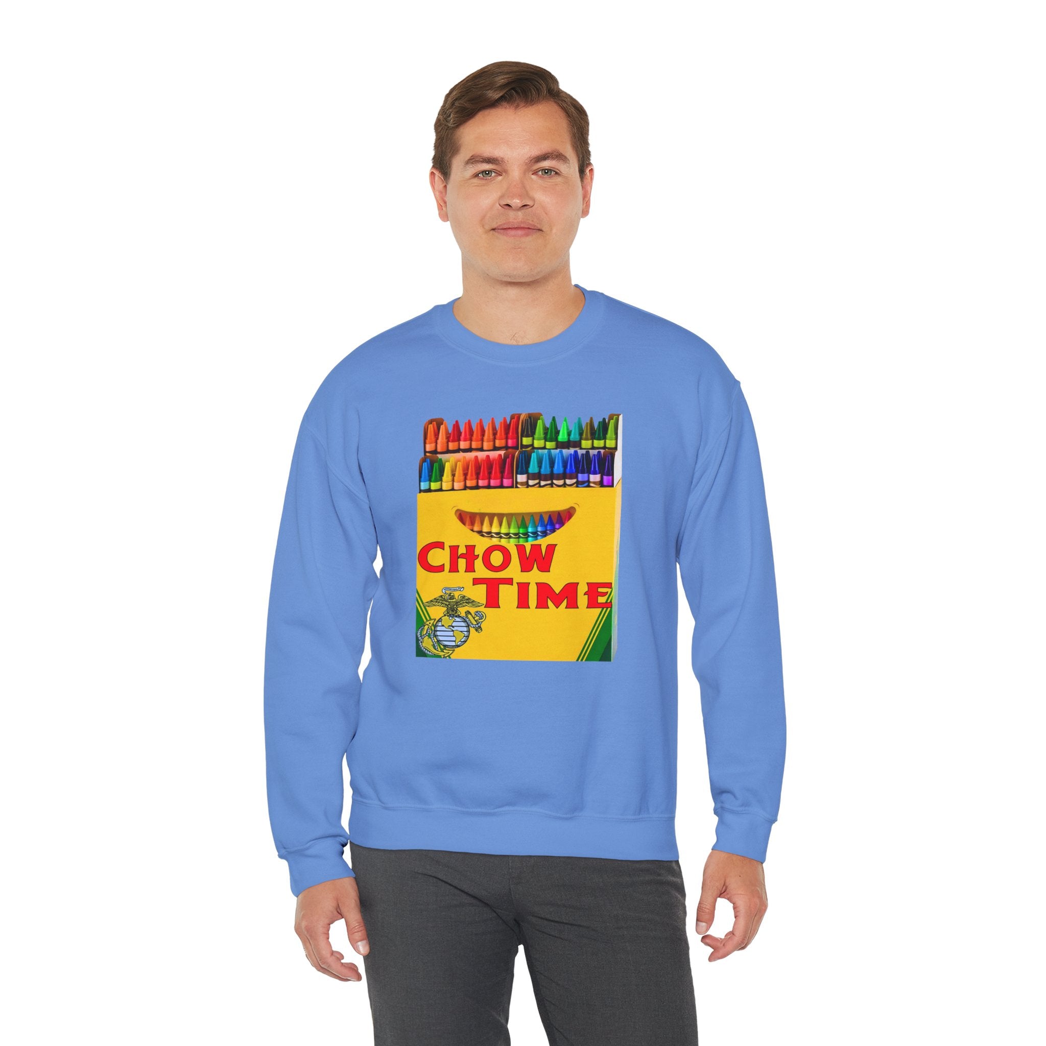 Chow Time Sweatshirt — Colorful Crayon Snack Art Crewneck