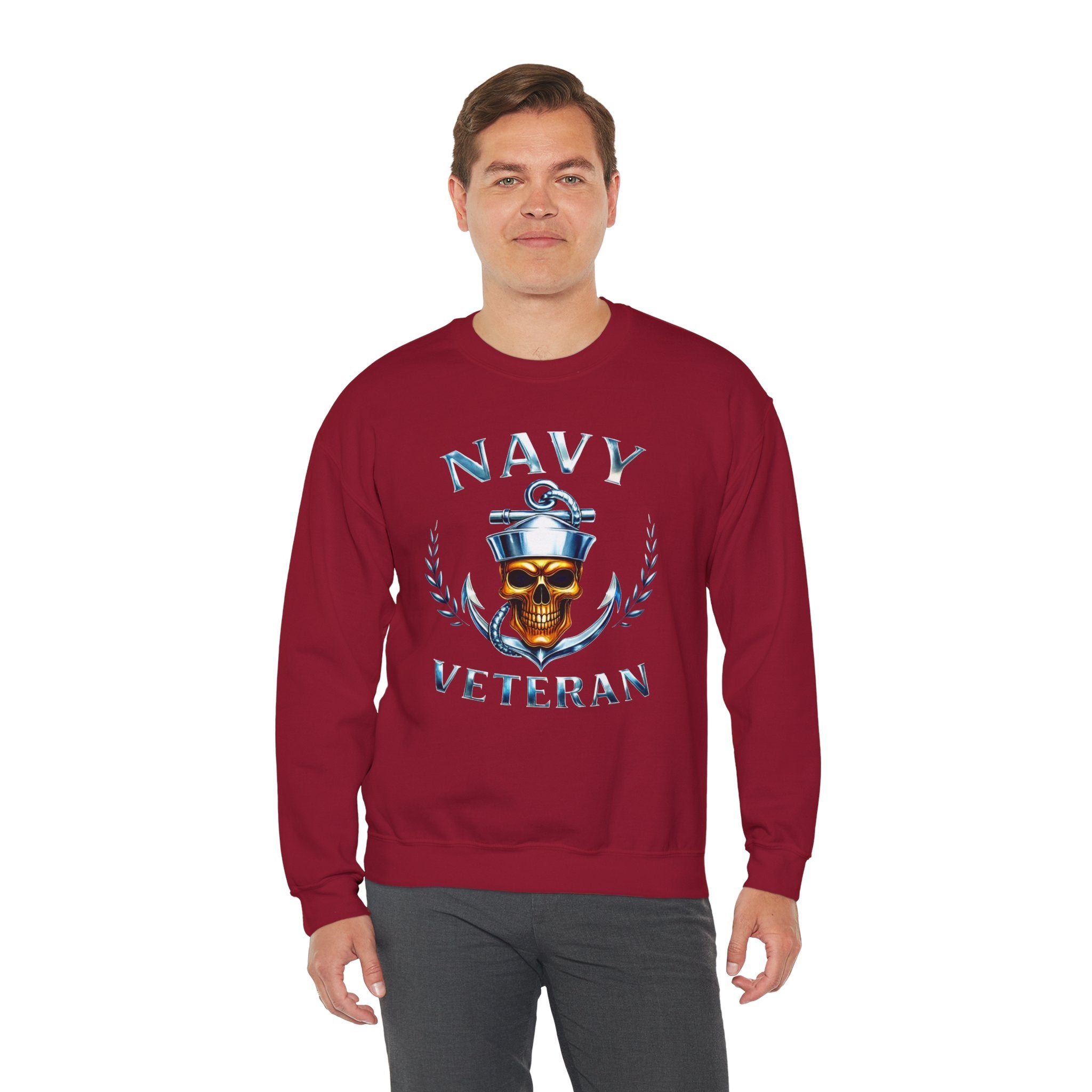 Navy Veteran Skull Anchor Crewneck Sweatshirt