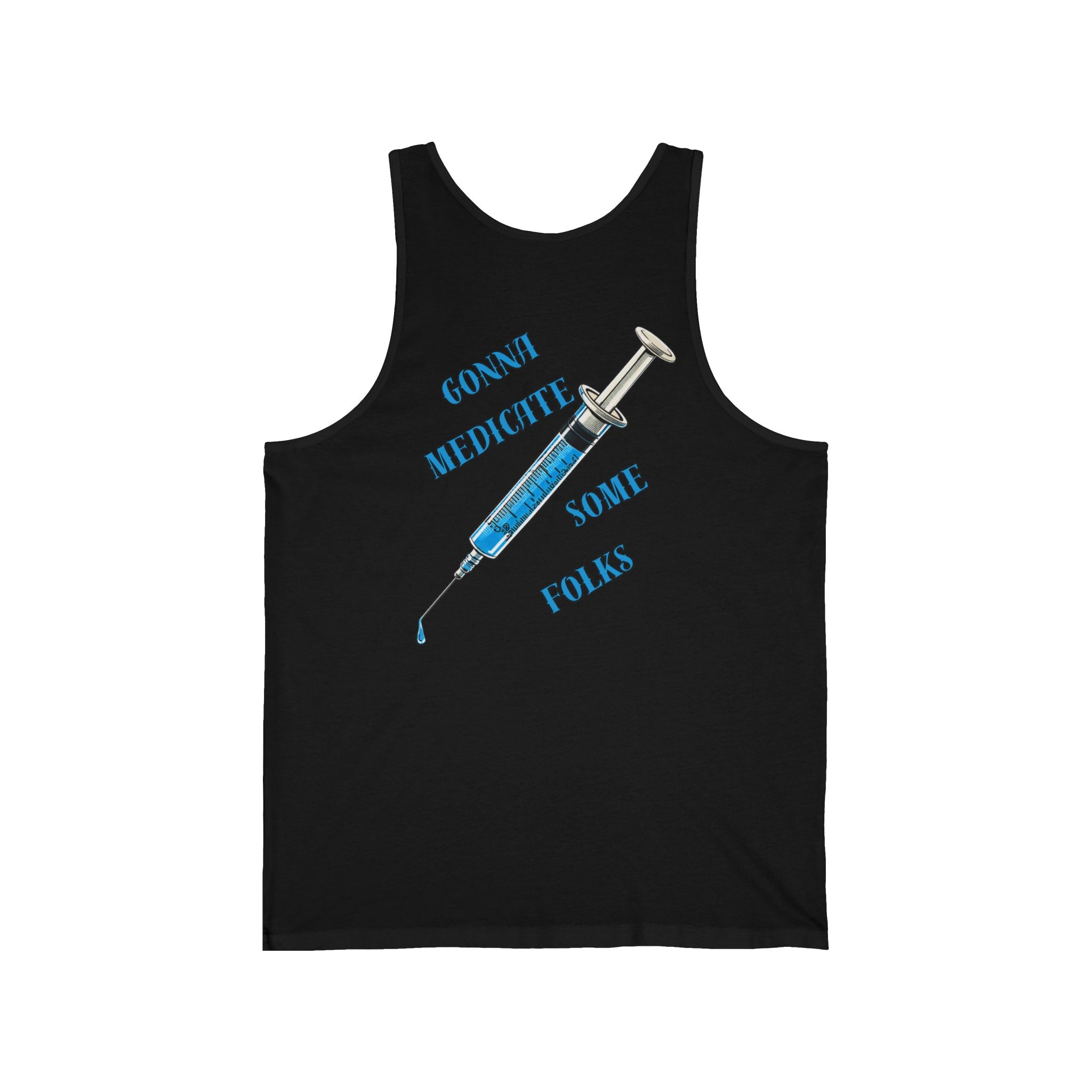 Front & Back "Laughter Is The Best Medicine" & Syringe Graphic Tank Top