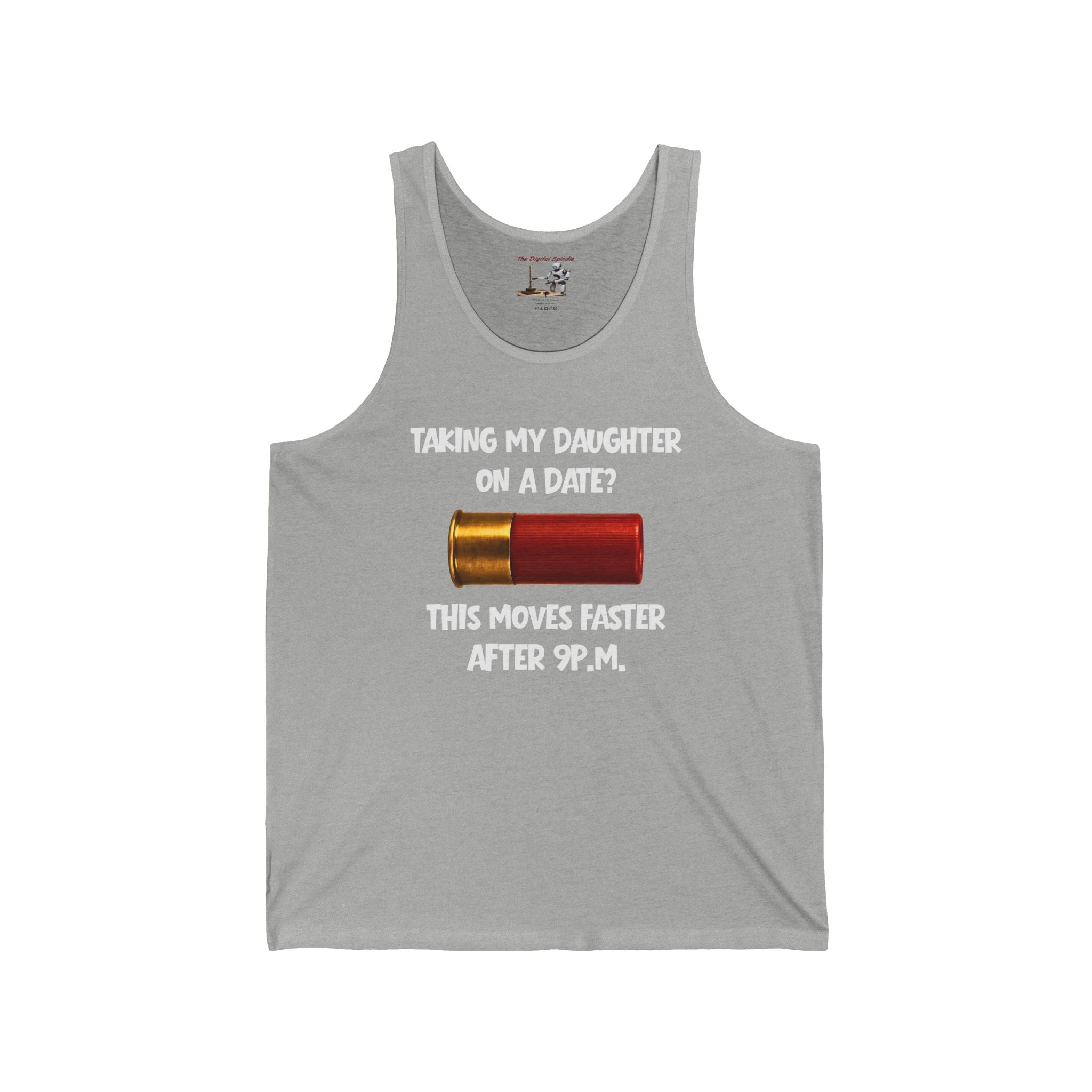 Tank Top — "Taking My Daughter On A Date? This Moves Faster After 9 P.M." Battery Graphic