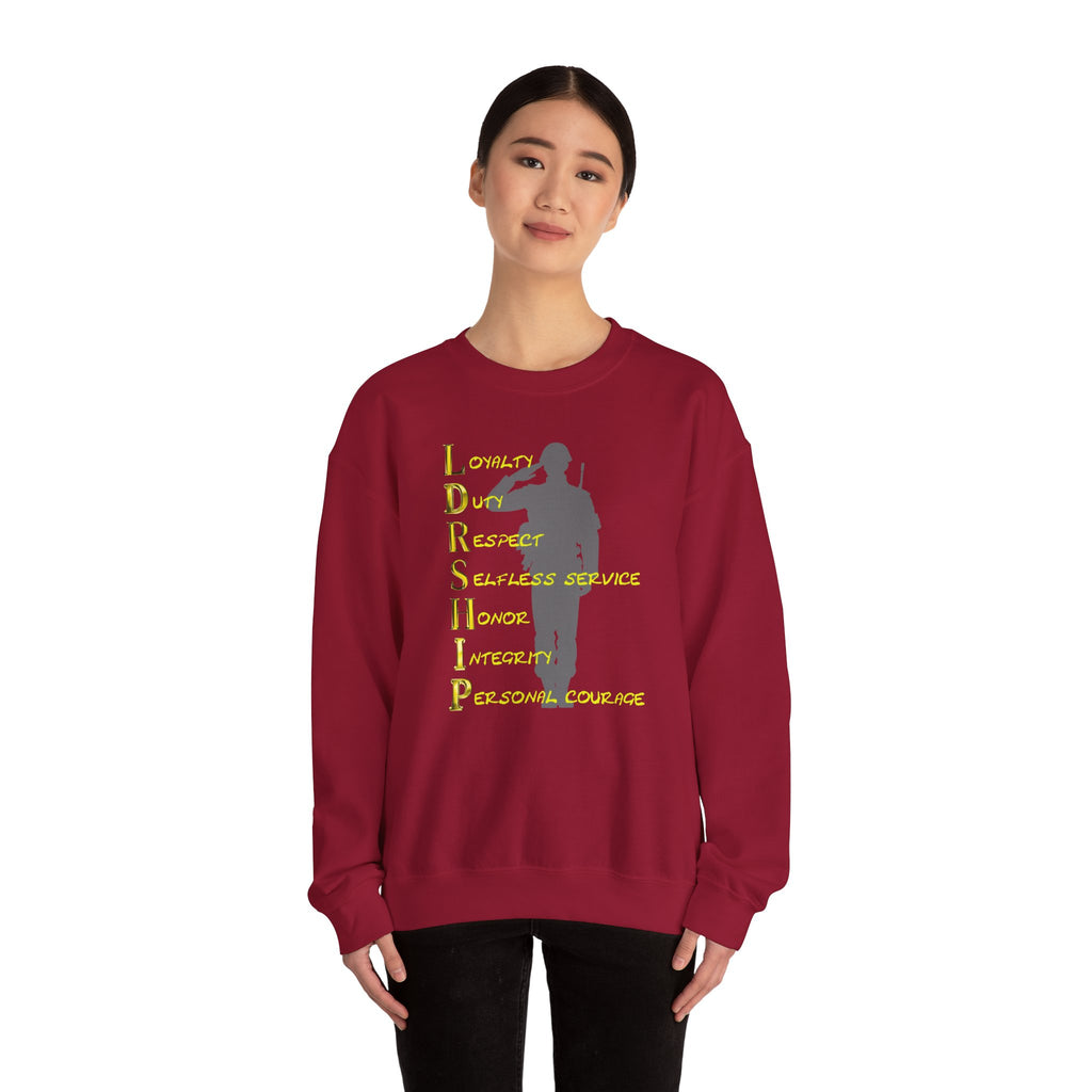 Leadership Military Salute Crewneck Sweatshirt — LDRSHIP Values Design