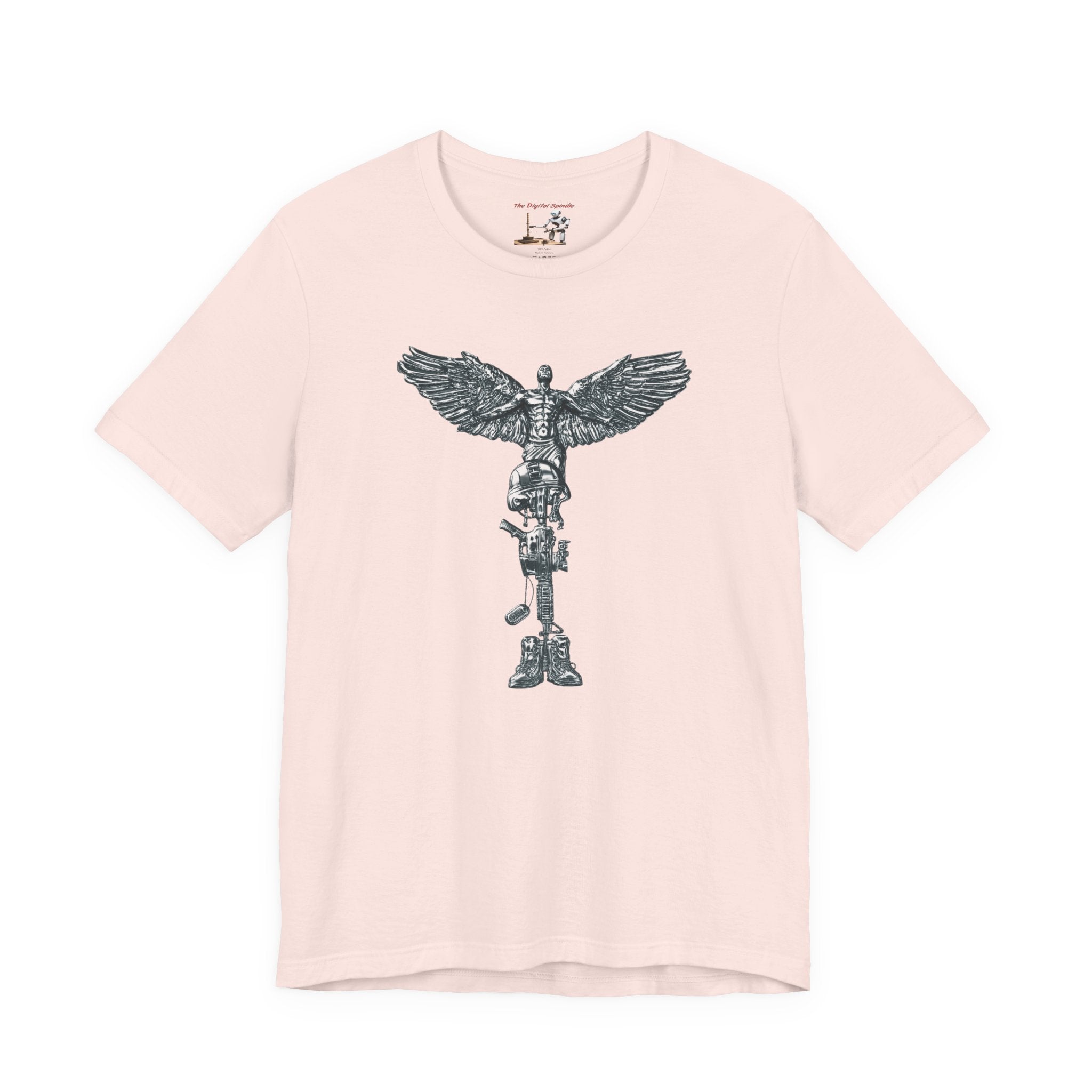 Army Veteran T-Shirt — Military Skull Helmet Back & Winged Medic Front Tee