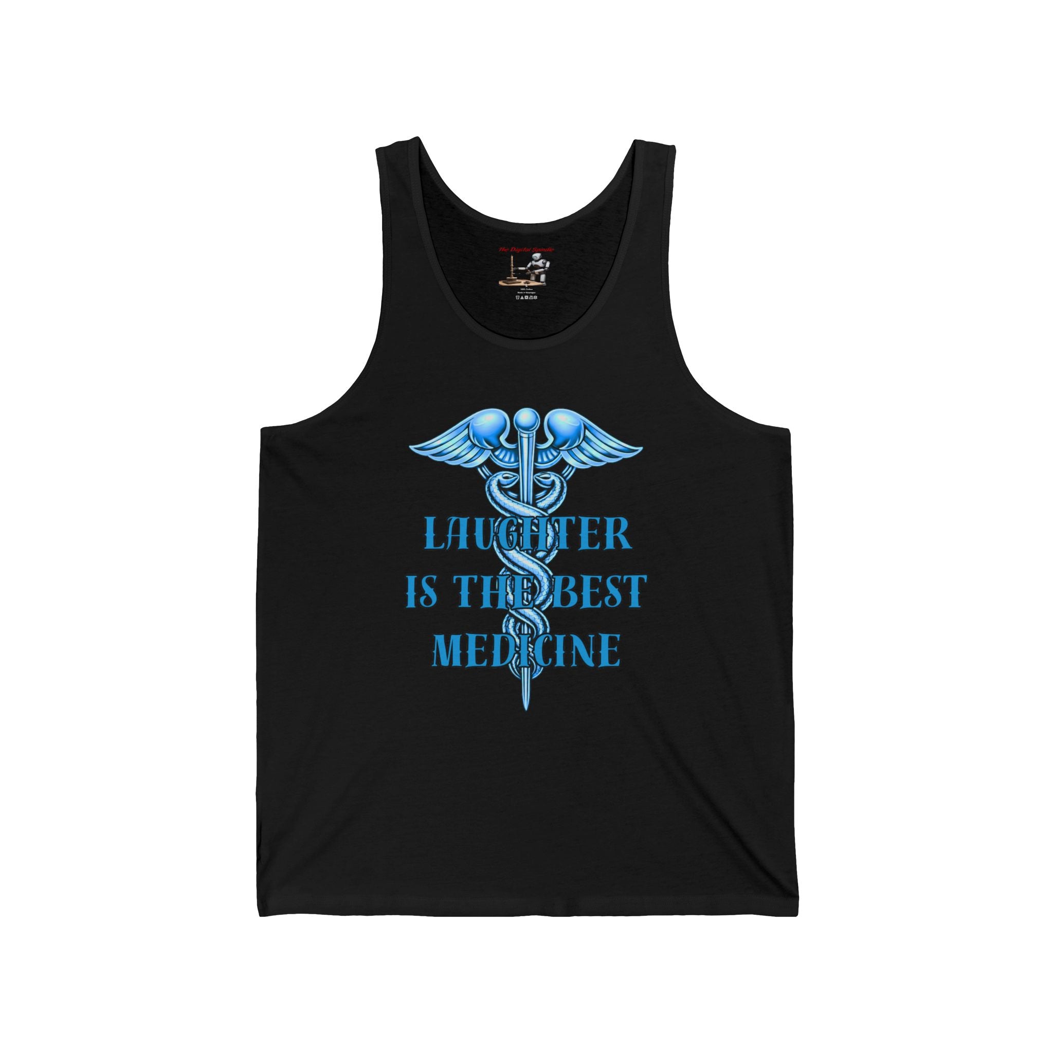 Front & Back "Laughter Is The Best Medicine" & Syringe Graphic Tank Top