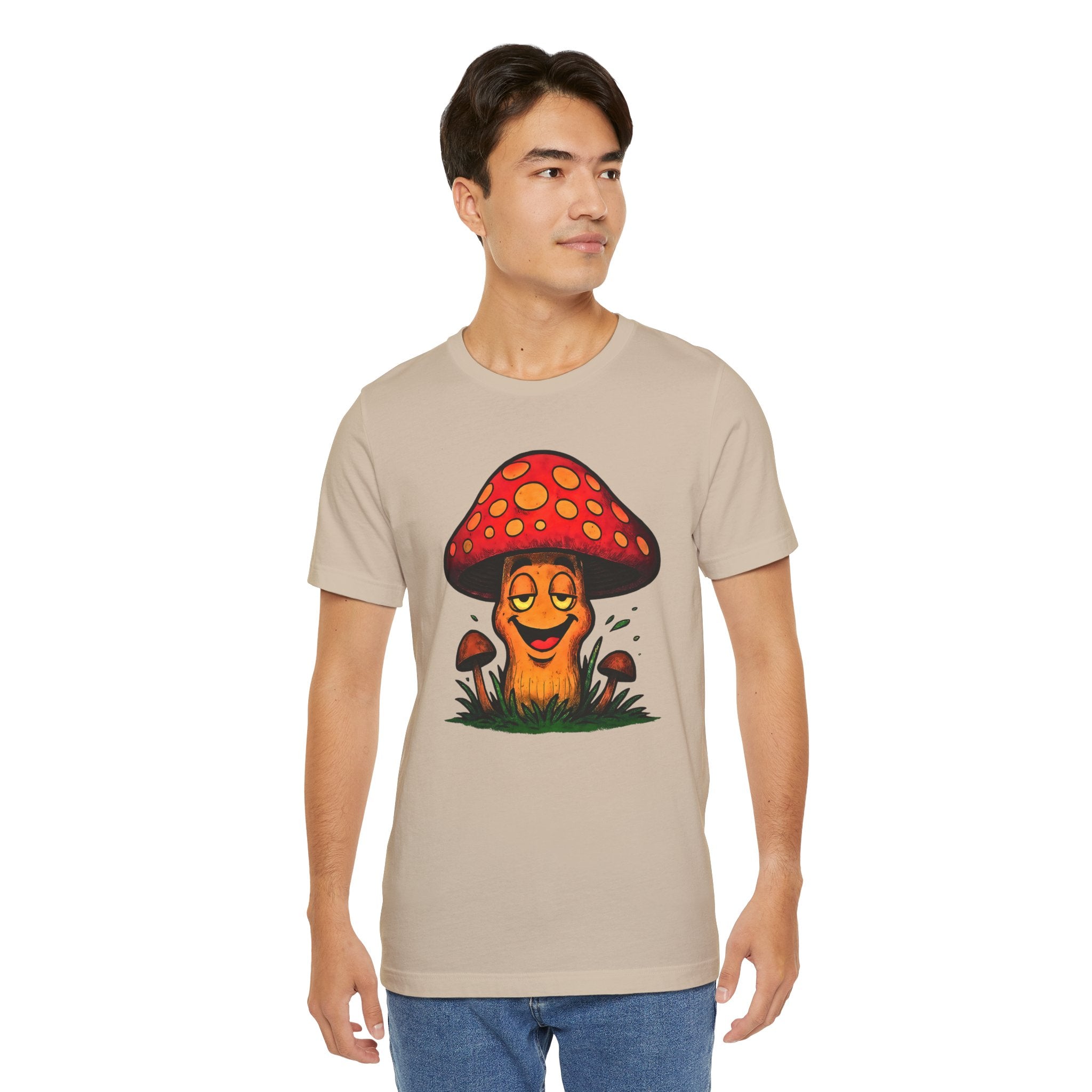 Mushroom Character Tee – Cute Smiling Red Toadstool Graphic Shirt