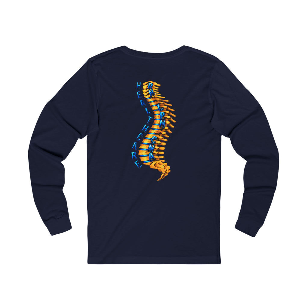 Healthcare Spine Front & Back Long Sleeve Tee — Medical Professional Shirt
