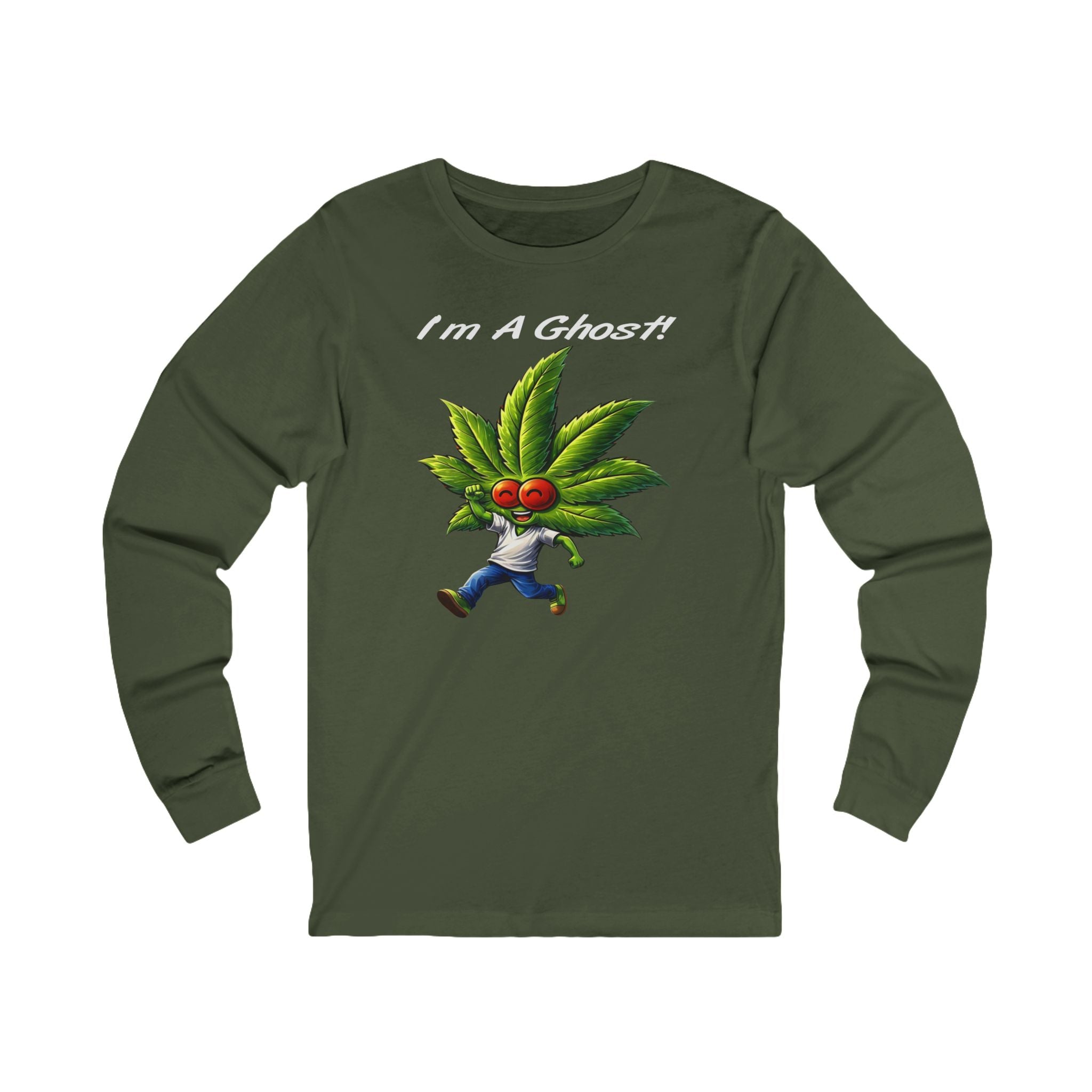 I'm A Ghost! Long Sleeve Tee — Playful Cannabis Leaf Character Shirt