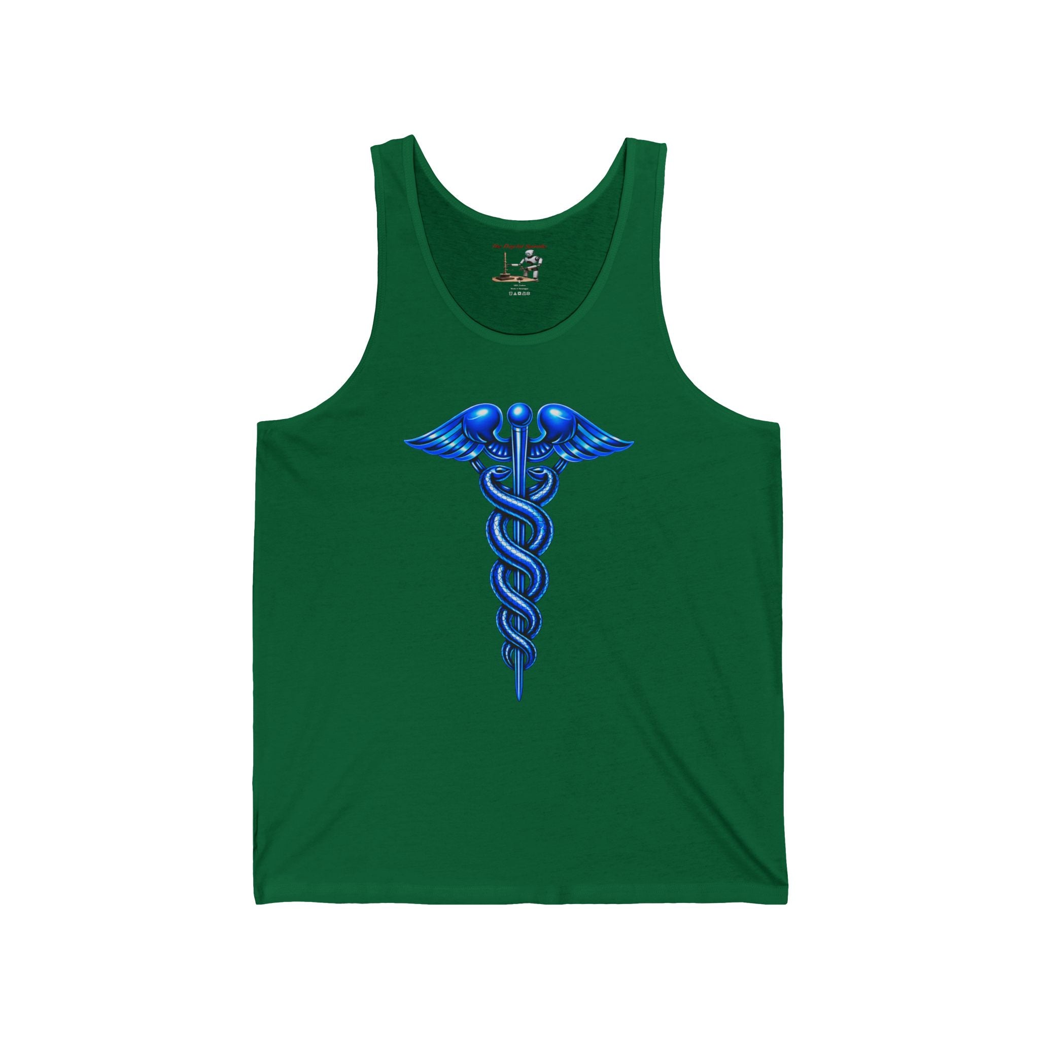 Medical Caduceus Tank Top — Blue Healthcare Symbol Athletic Jersey