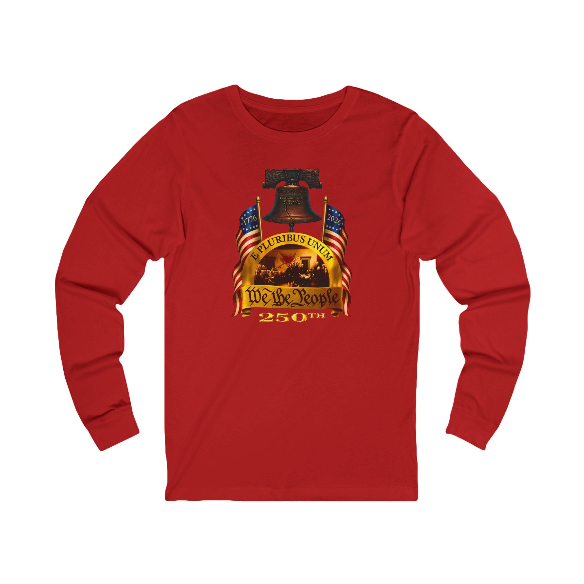 "We the People" Long Sleeve Tee – "We the People" Patriotic Flag & Liberty Bell Shirt