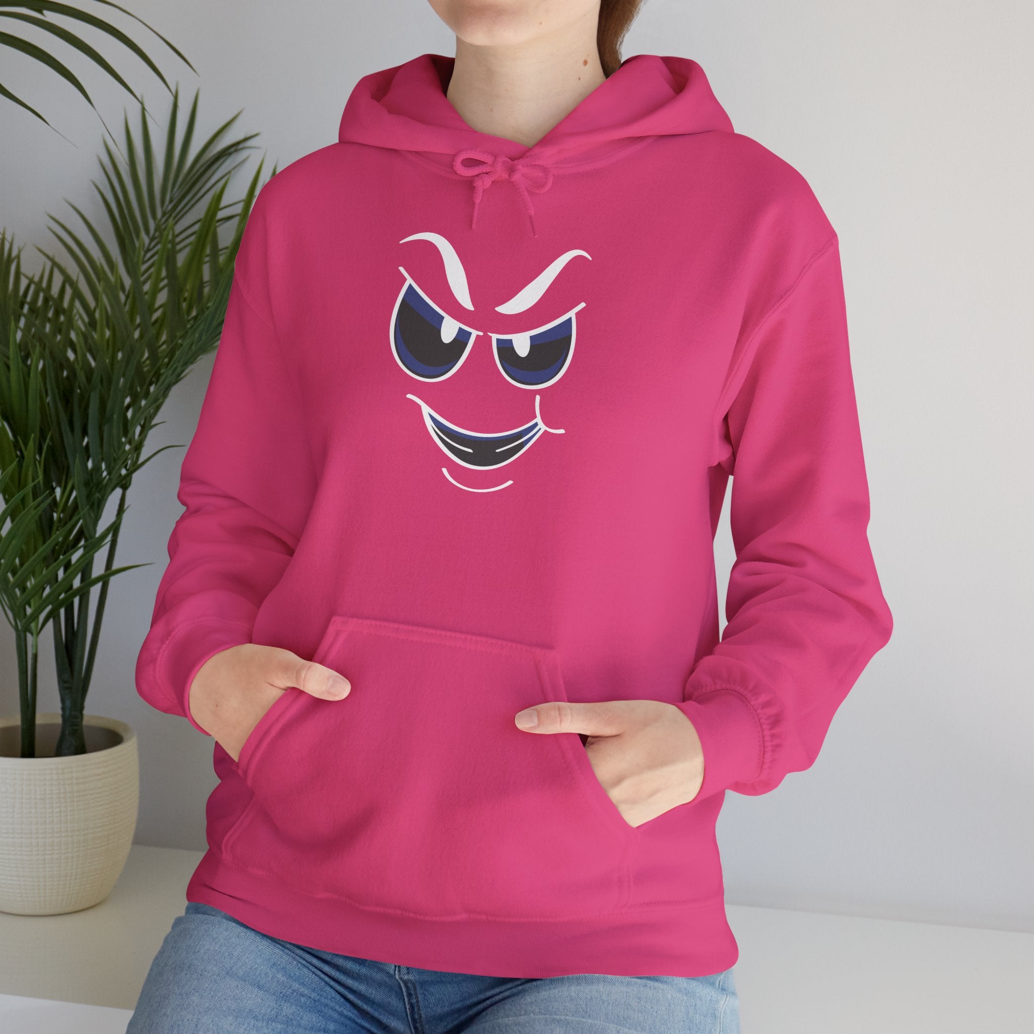slightly mischievous Face Hoodie — Cool Grin Graphic Pullover