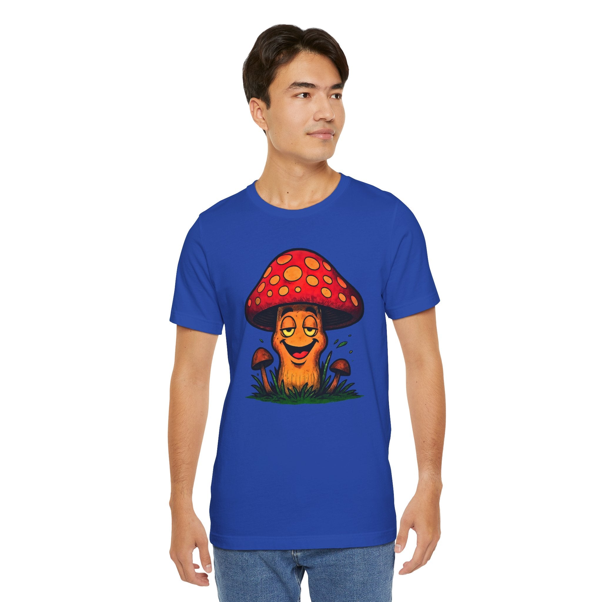 Mushroom Character Tee – Cute Smiling Red Toadstool Graphic Shirt