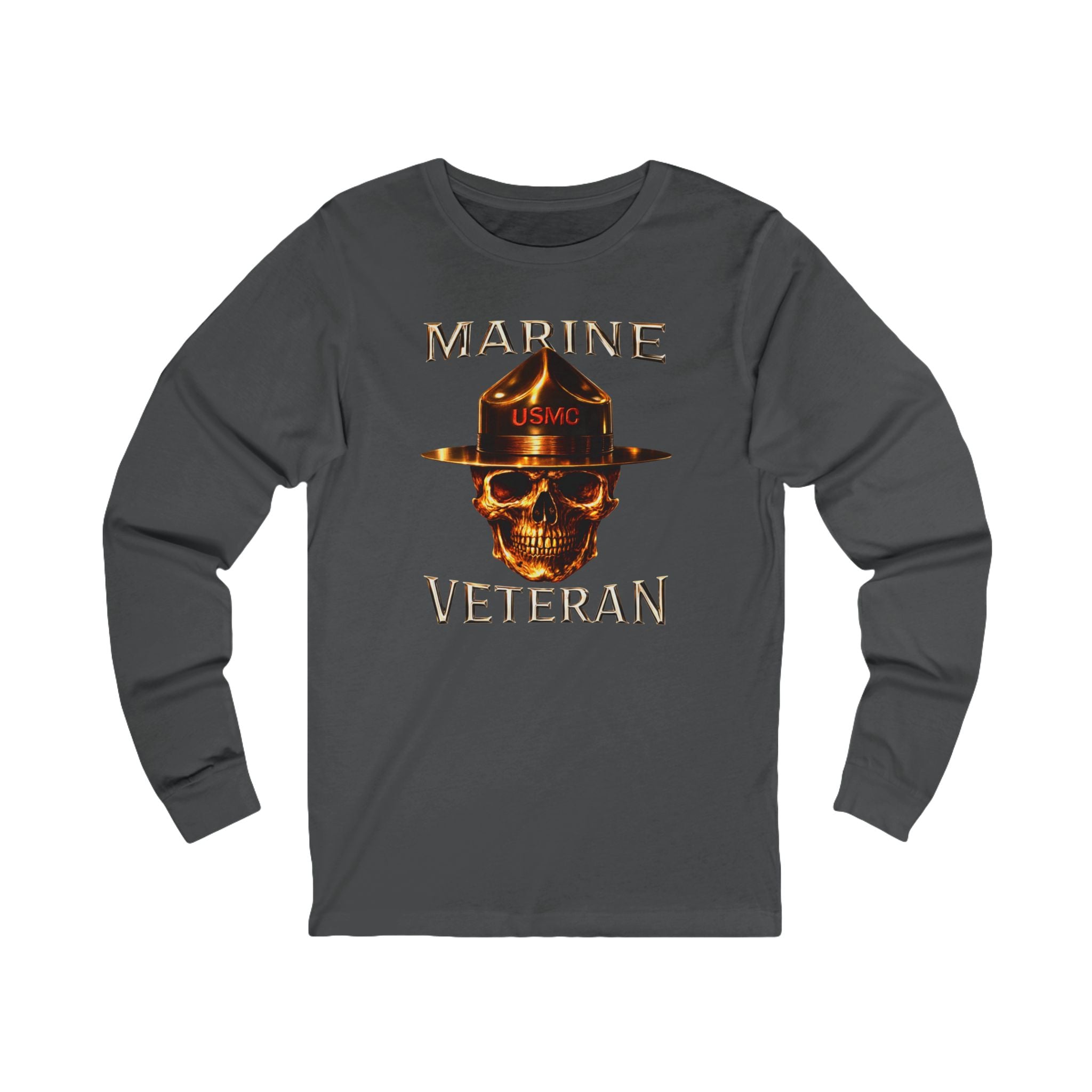 Marine Veteran Skull Drill Instructor Long Sleeve Tee