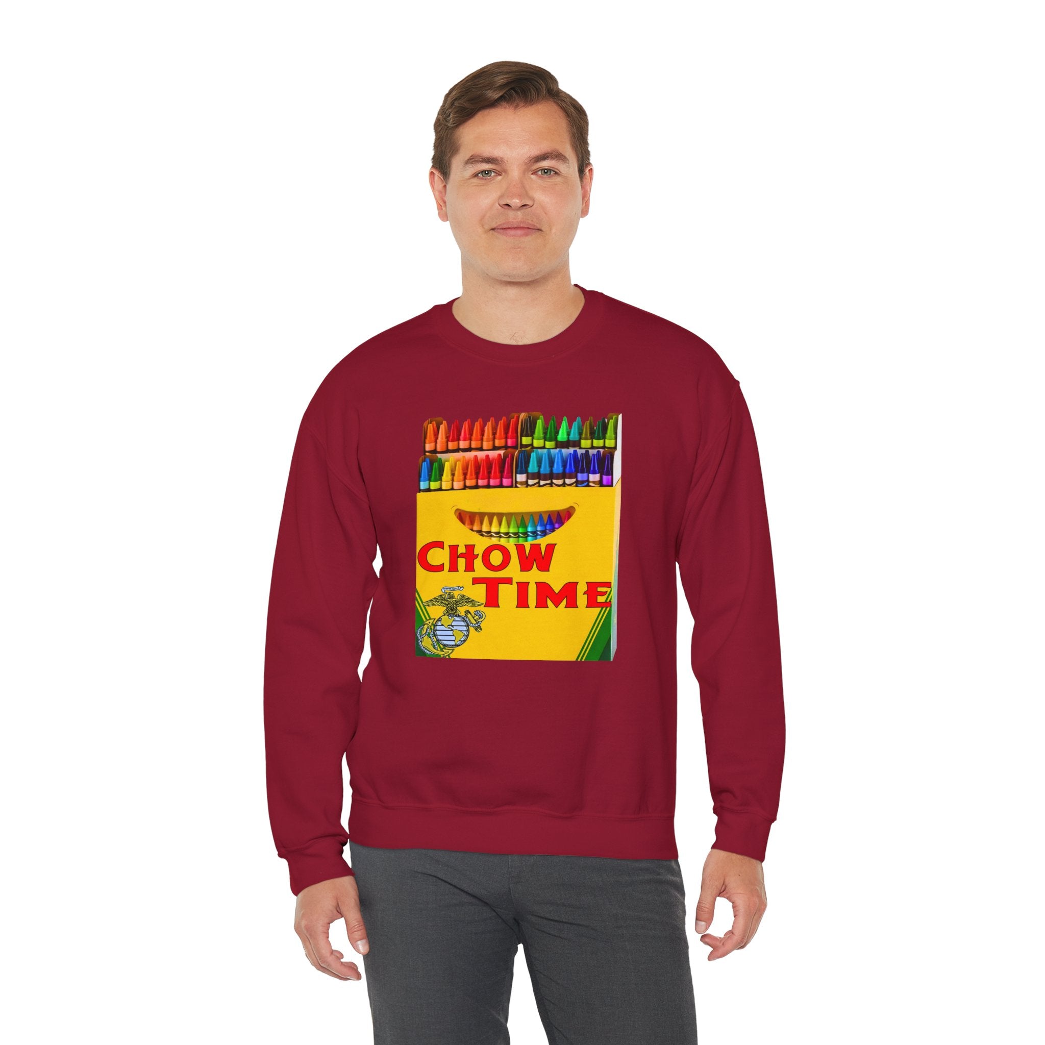 Chow Time Sweatshirt — Colorful Crayon Snack Art Crewneck