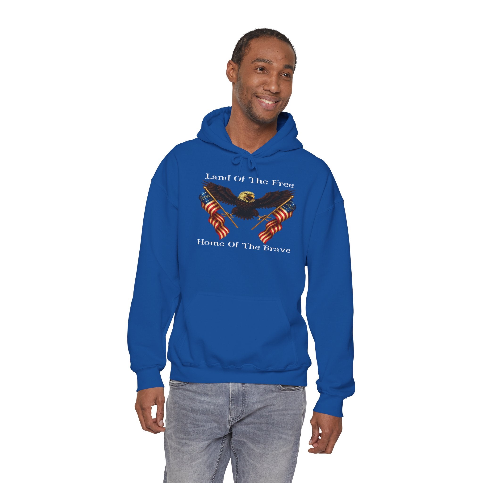 "Land of the Free, Home of the Brave" Hoodie - American Flag Eagle Sweatshirt