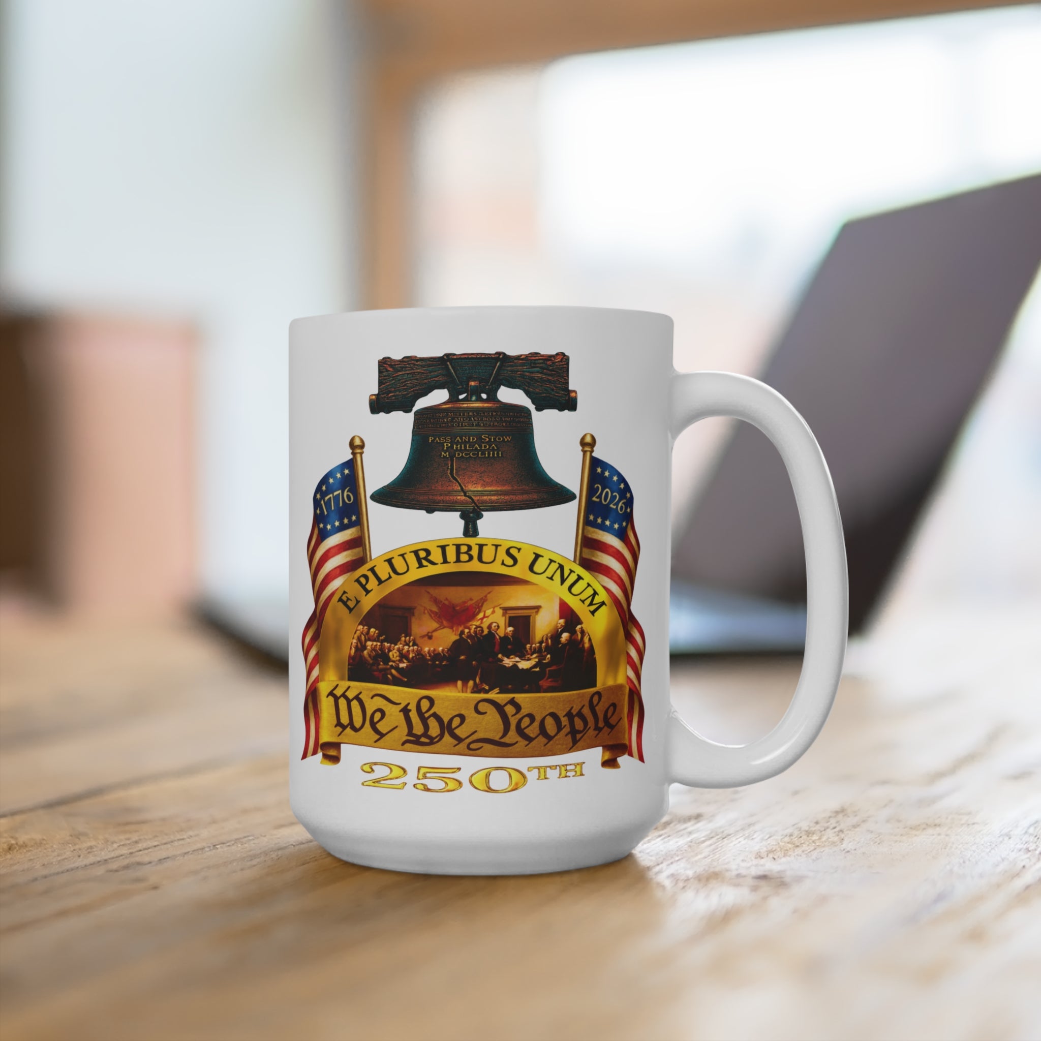 'We the People' Bell & Flags 15oz Commemorative Mug