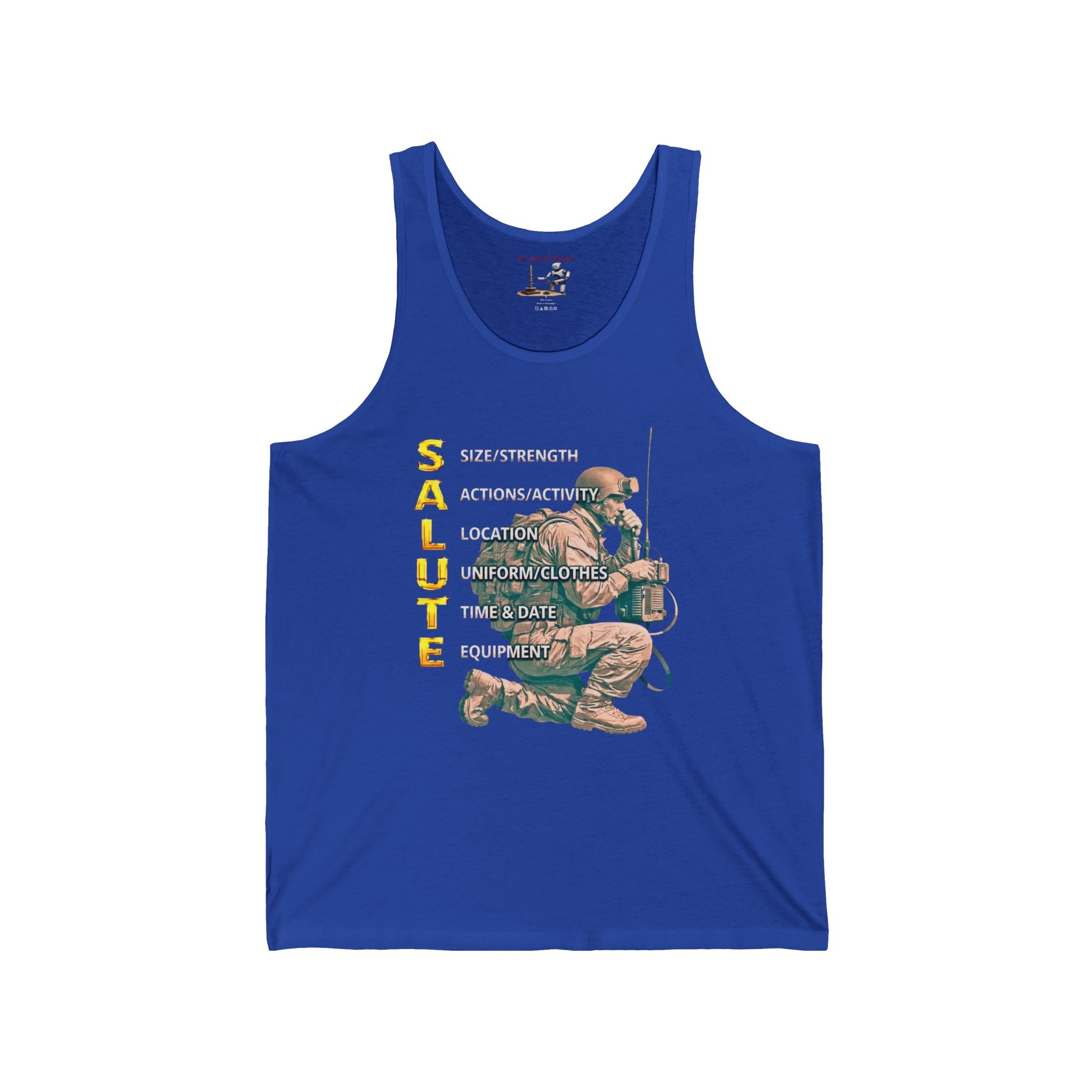 Salute Military Kneel Tank Top — Tactical Acronym Design for Veterans & Army Supporters