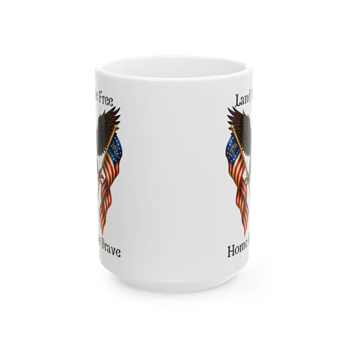 'Land of the Free, Home of the Brave' Ceramic Coffee Cup