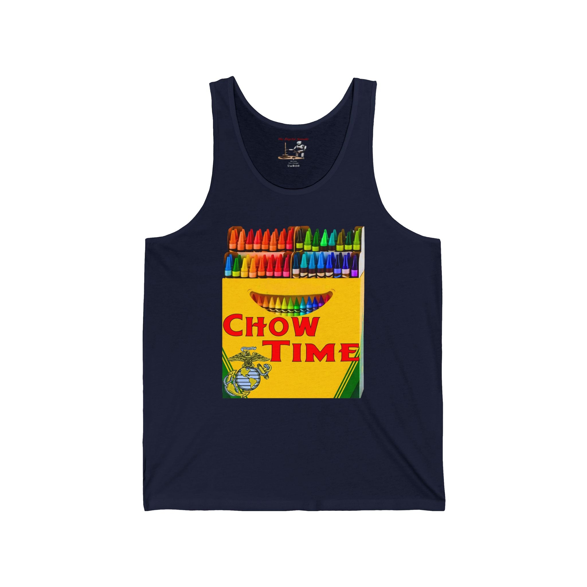 Chow Time Crayon Art Tank Top — Colorful Retro Foodie Graphic Tank