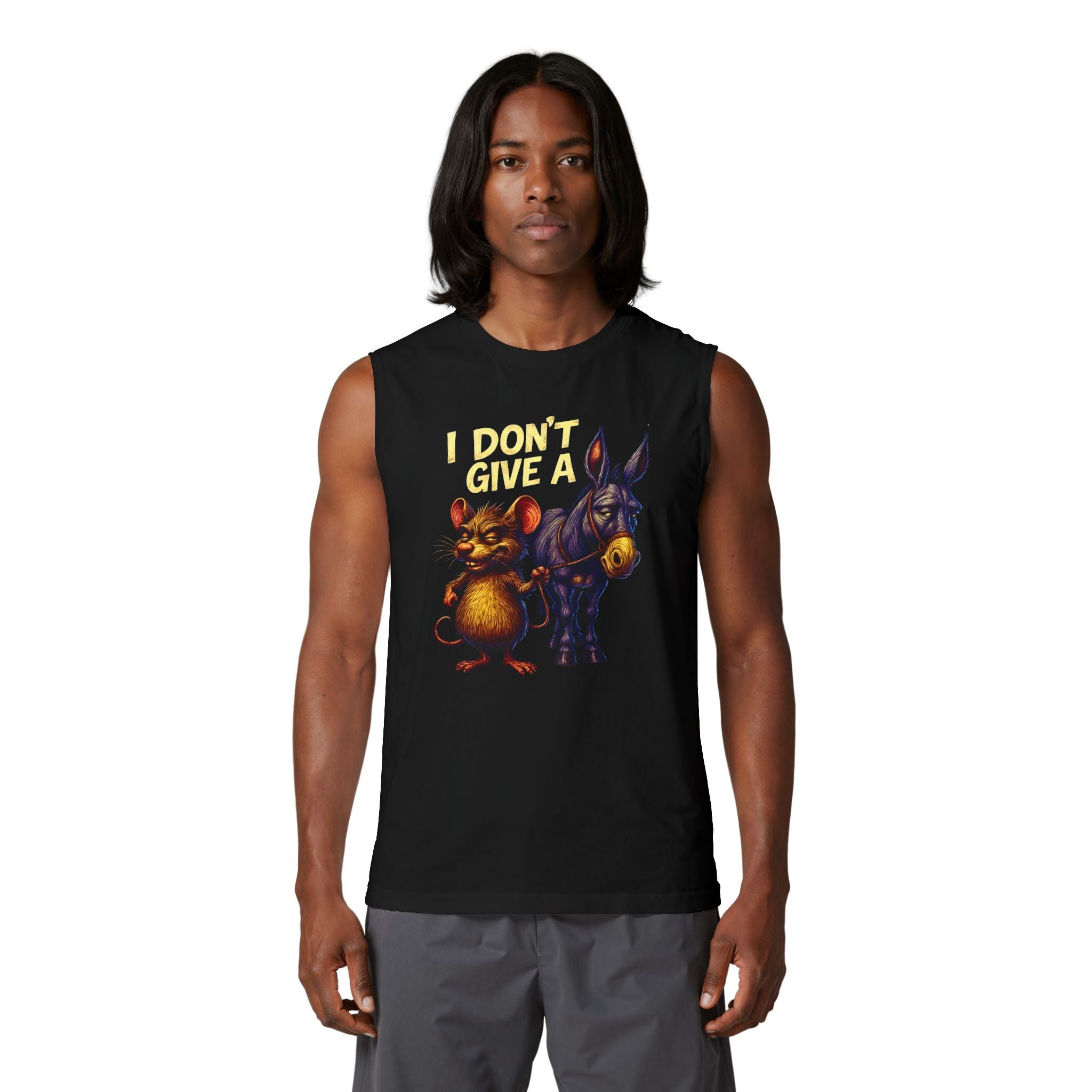 Muscle Tank — 'I Don't Give A' Rat & Donkey Vintage Graphic