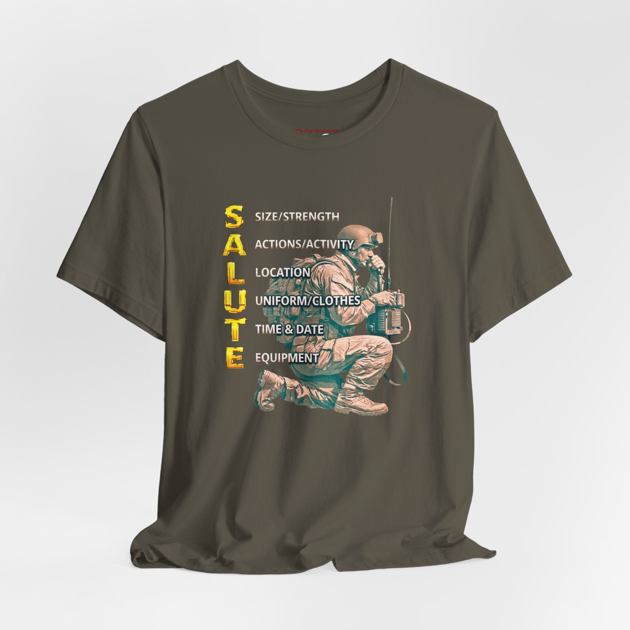 Salute Tactical Tee — Kneeling Soldier Graphic Military Tribute Shirt
