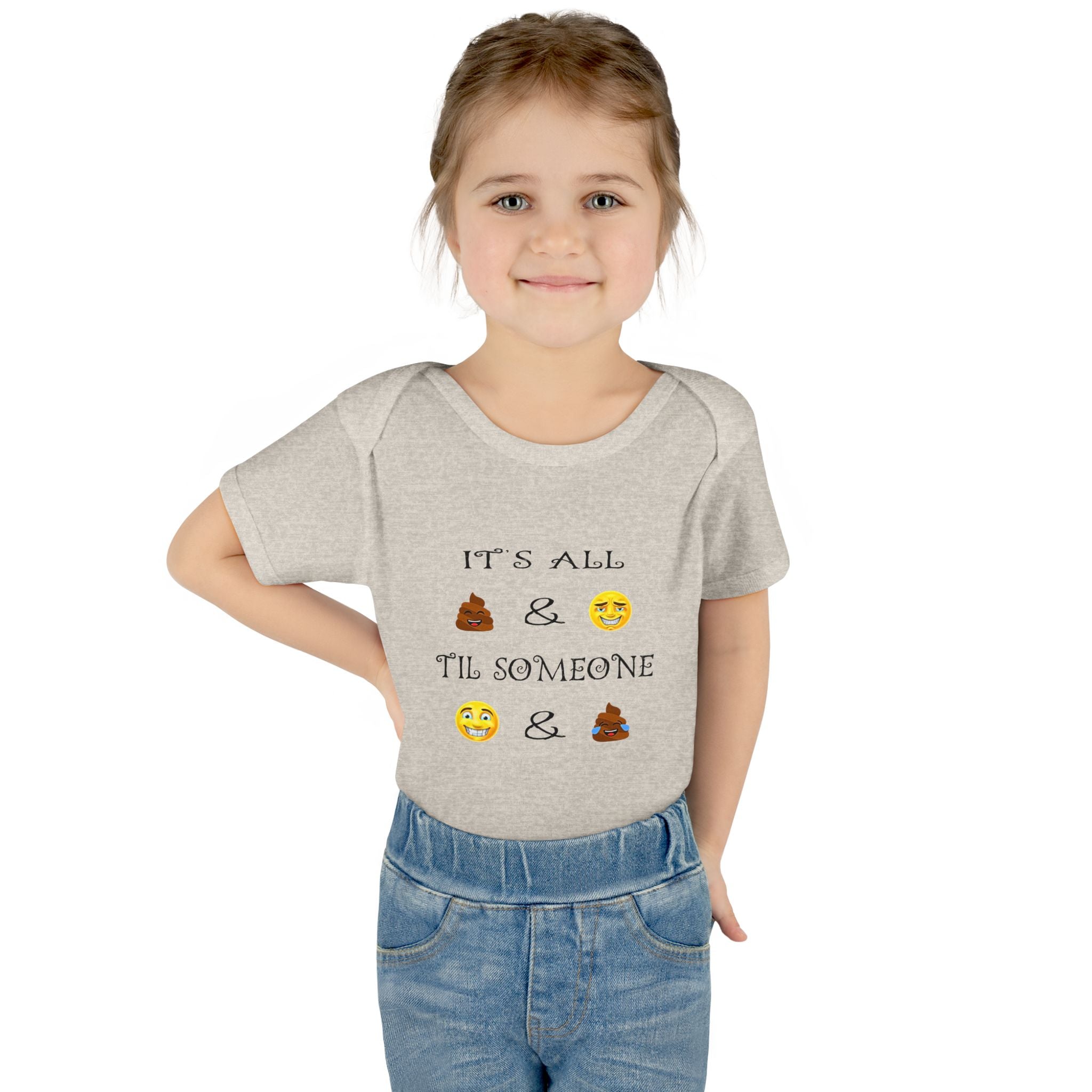 "It's All & 'Til Someone" Poop & Emoji Funny Baby Onesie
