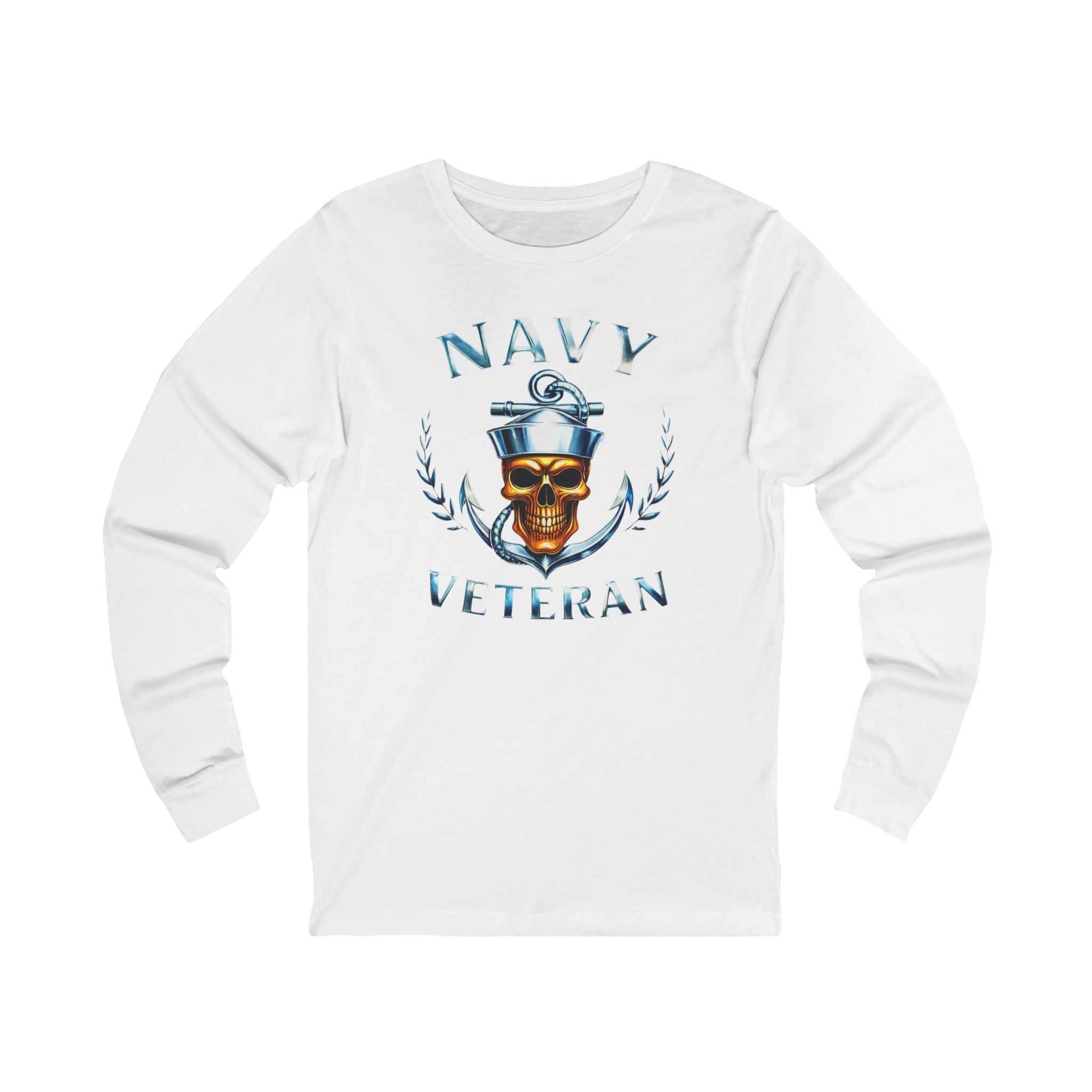 Navy Veteran Skull Anchor Long Sleeve Tee