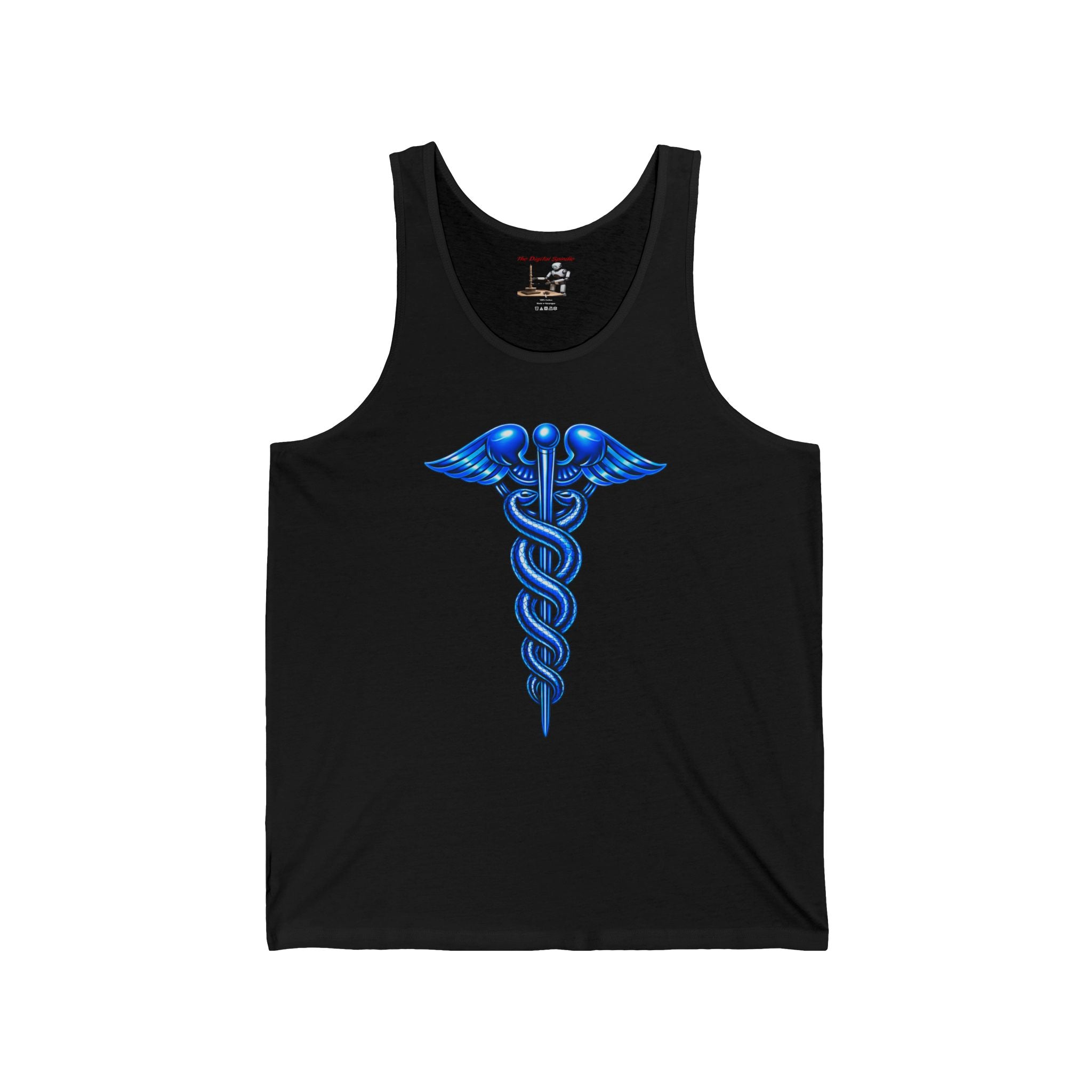 Medical Caduceus Tank Top — Blue Healthcare Symbol Athletic Jersey