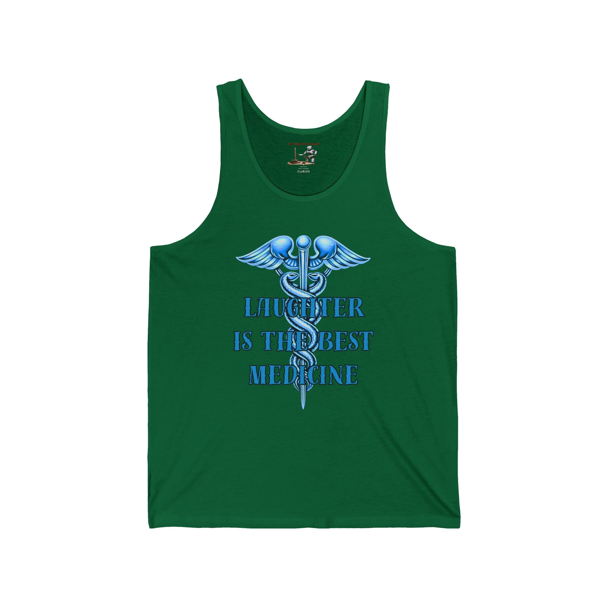 Front & Back "Laughter Is The Best Medicine" & Syringe Graphic Tank Top