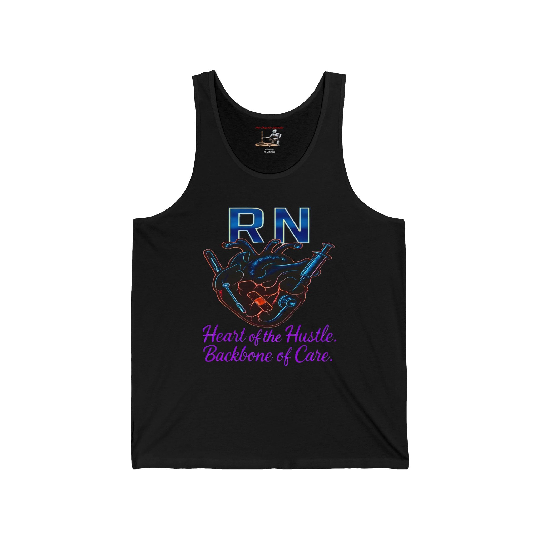 RN Heart Tank Top - "Heart of the Hustle, Backbone of Care" Nurse Tank