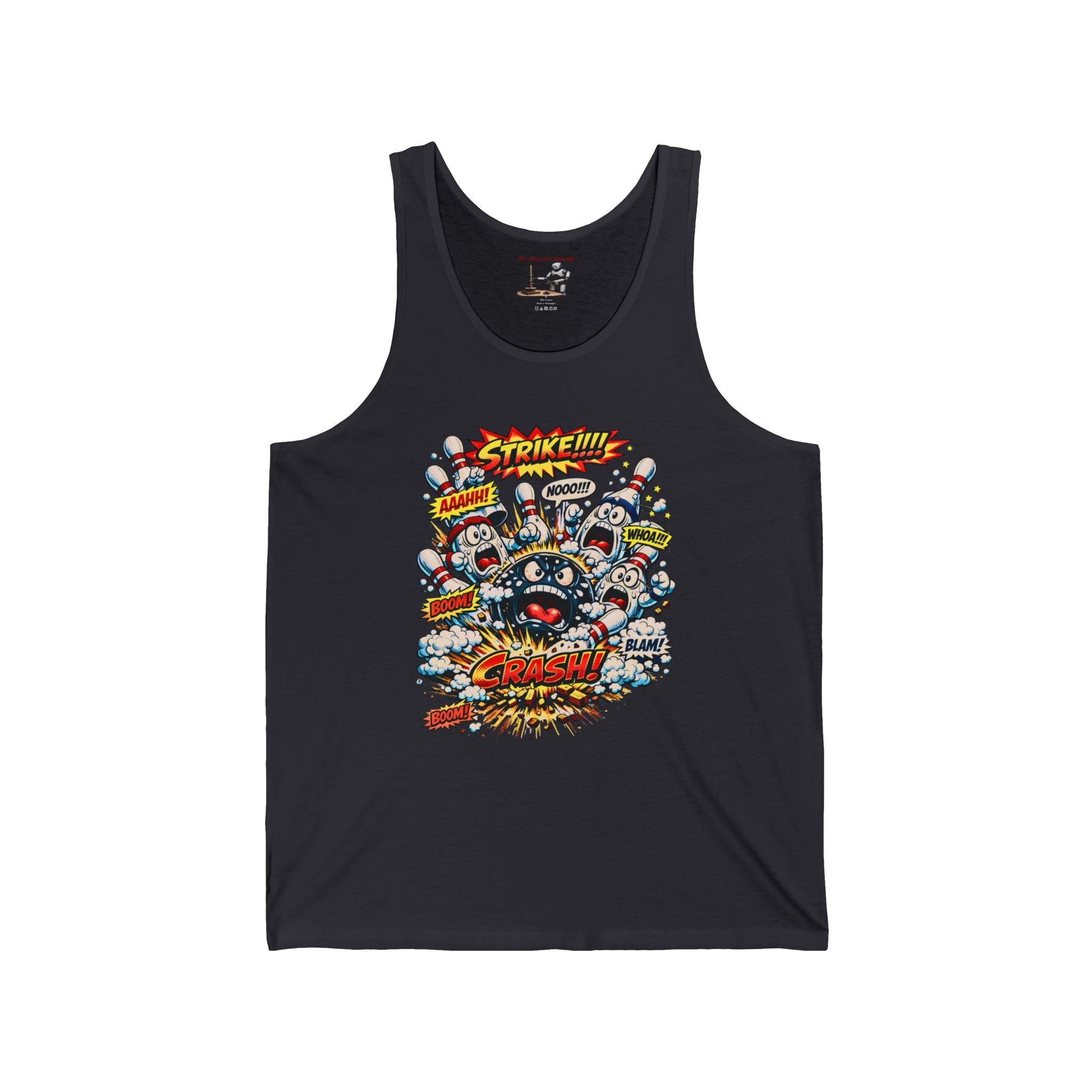 Comic Bowling Explosion Tank Top — Retro Pop Art "Crash!" Graphic Tank