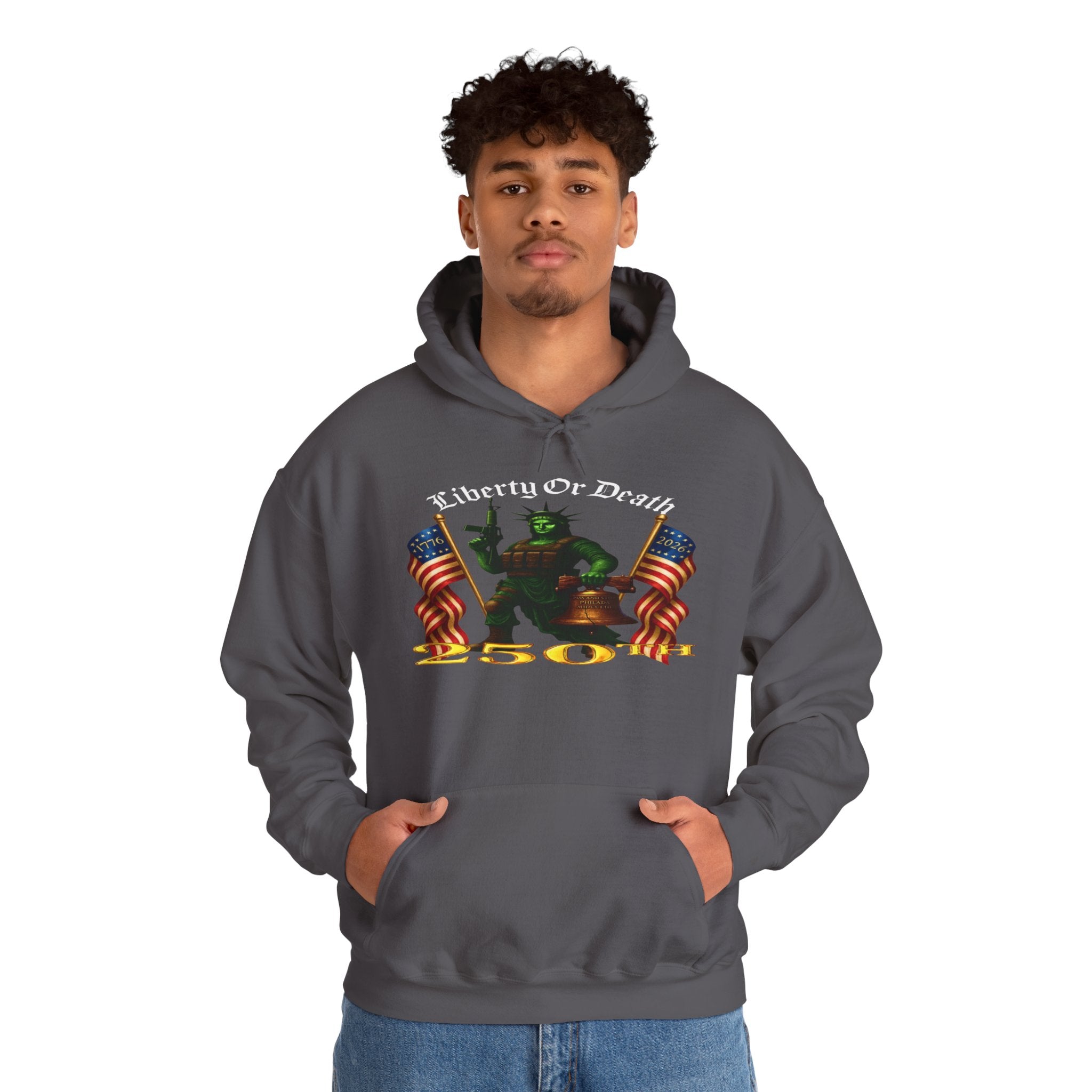 Liberty Or Death 50 Hoodie - Patriotic American Flag Skeleton Graphic Pullover