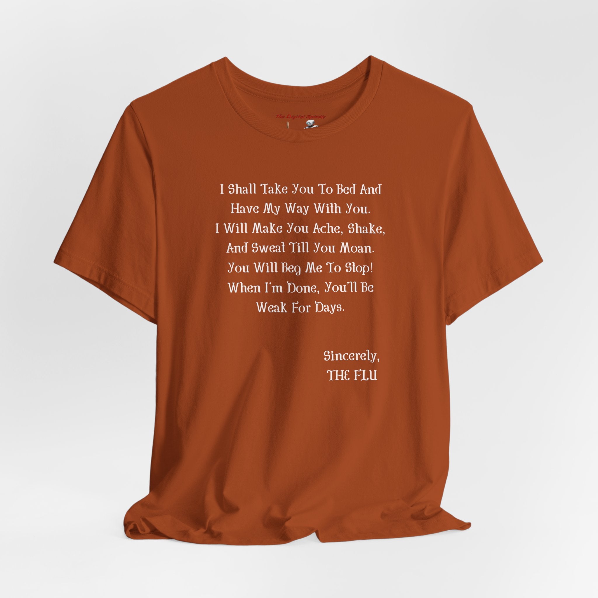 'Sincerely, The Flu' Funny Illness Quote Tee — Novelty Black T-Shirt