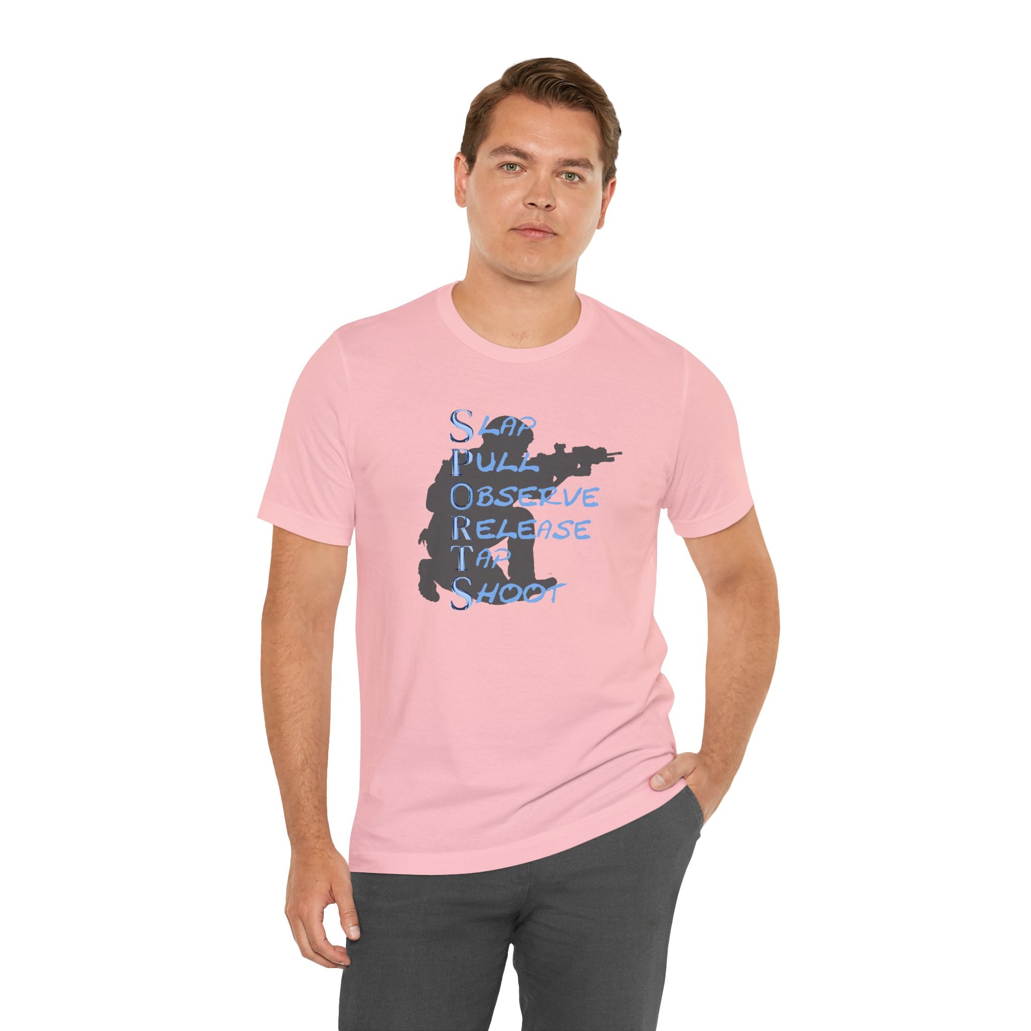 SPORTS - T-Shirt — "Stop, Pull, Observe, Release, Tap, Shoot"