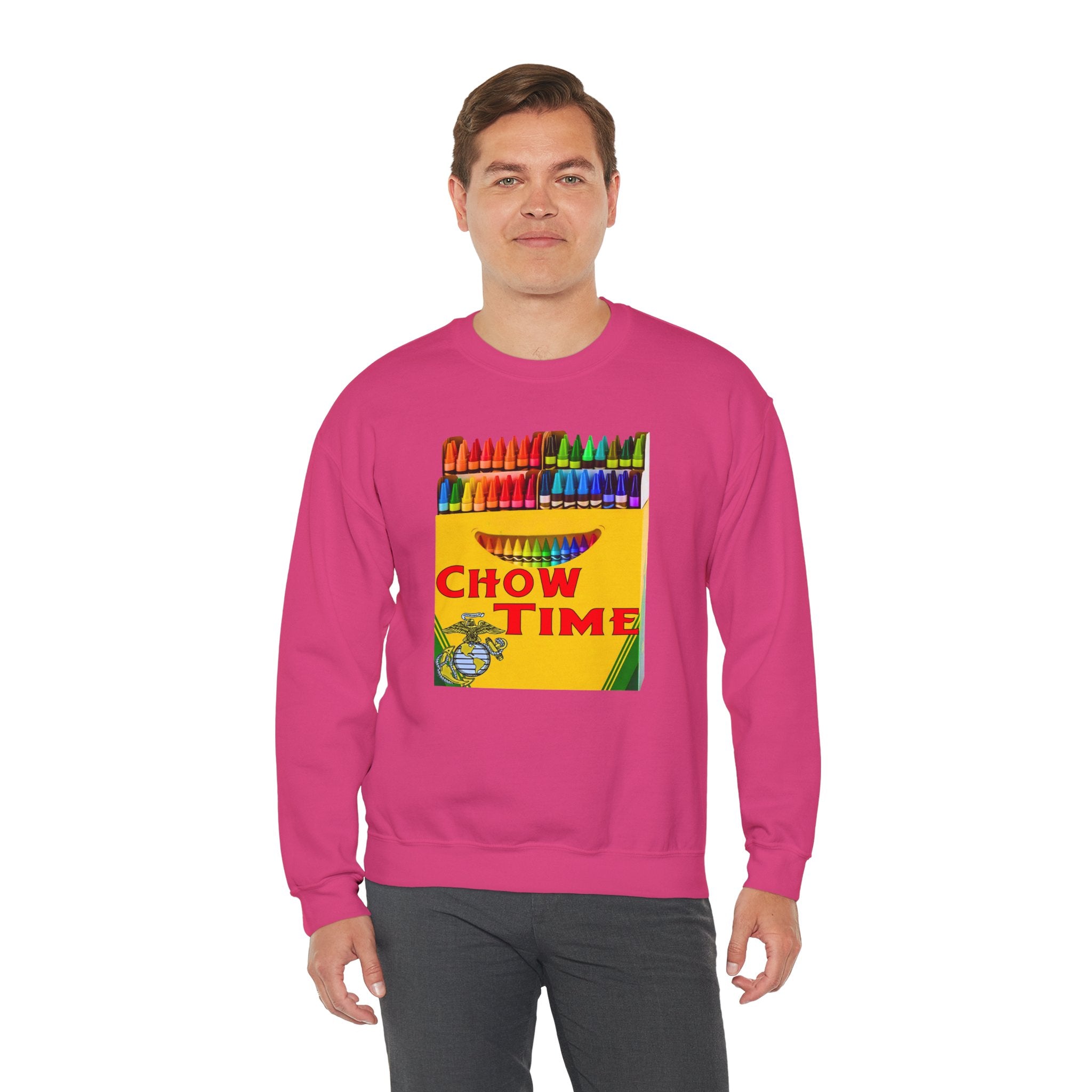 Chow Time Sweatshirt — Colorful Crayon Snack Art Crewneck