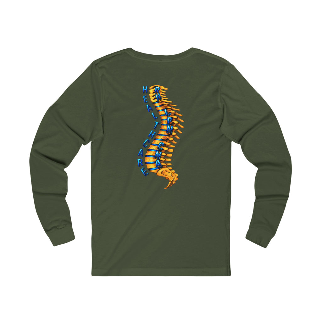 Healthcare Spine Front & Back Long Sleeve Tee — Medical Professional Shirt