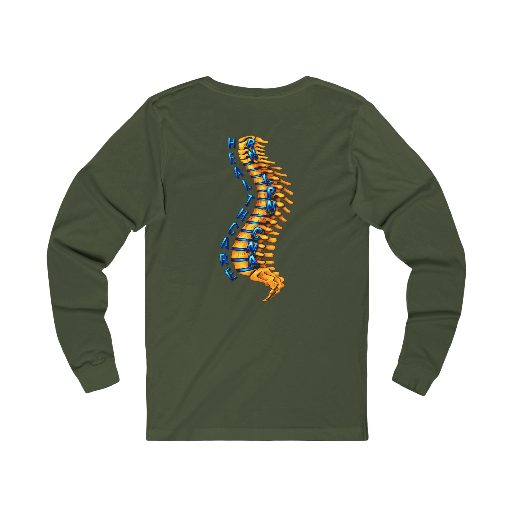 Healthcare Spine Front & Back Long Sleeve Tee — Medical Professional Shirt