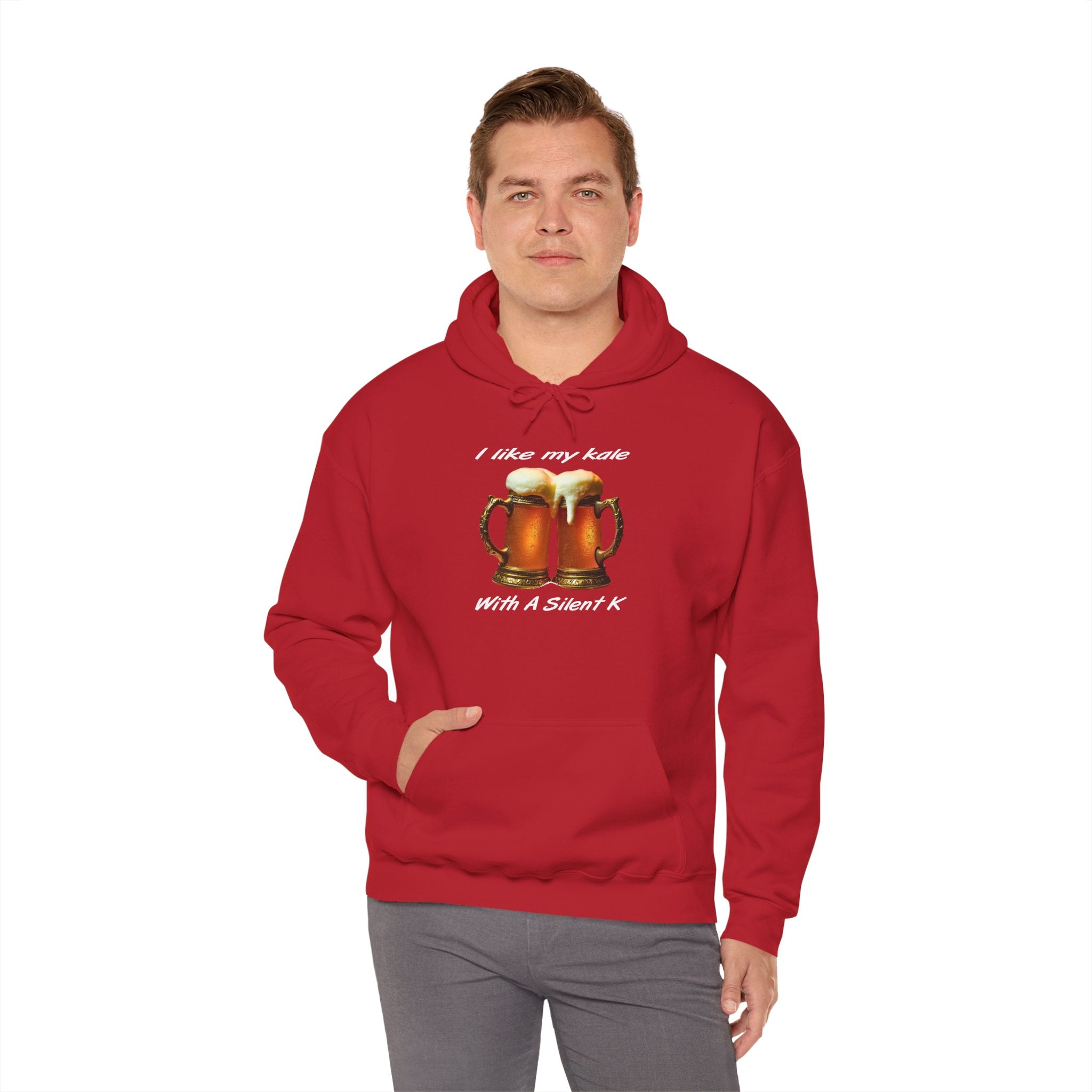 Hoodie - "I Like My Kale With A Silent K" Beer Cheers Graphic Hoodie