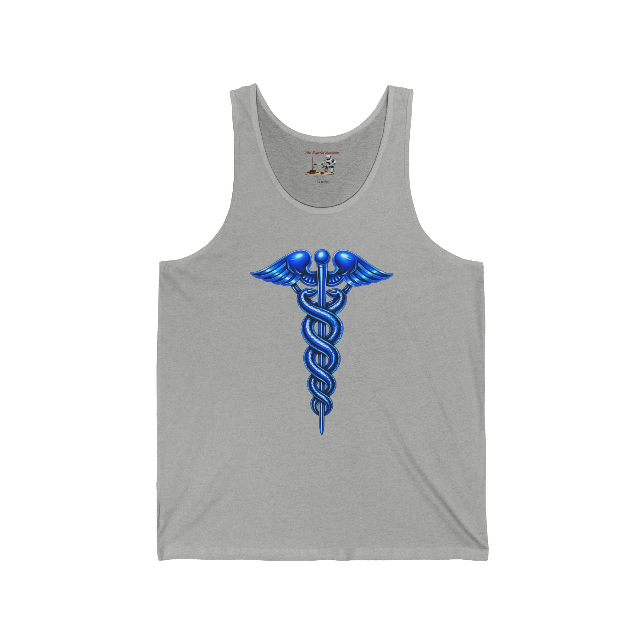 Medical Caduceus Tank Top — Blue Healthcare Symbol Athletic Jersey