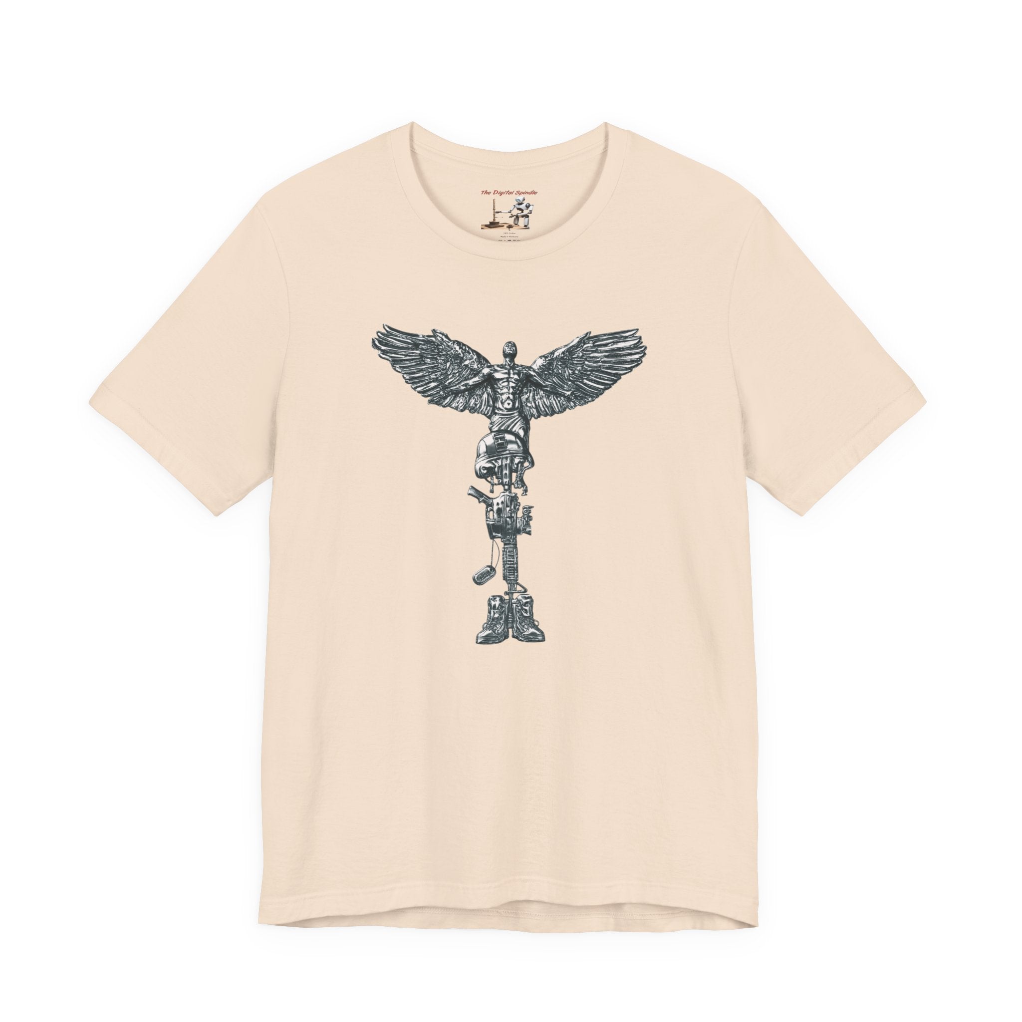 Army Veteran T-Shirt — Military Skull Helmet Back & Winged Medic Front Tee