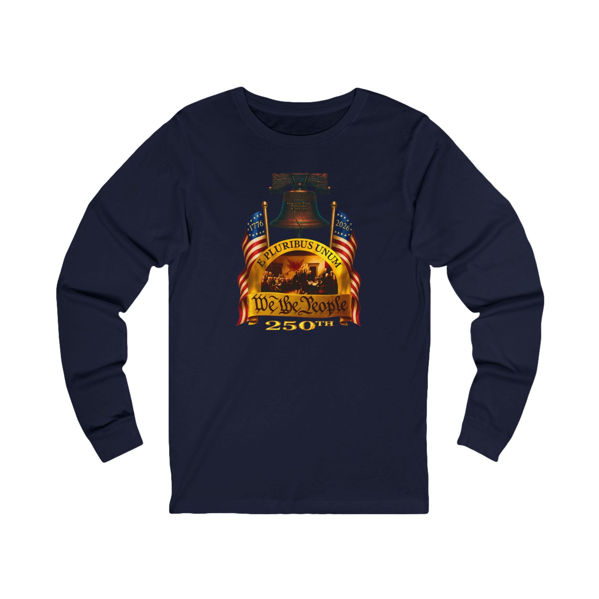 "We the People" Long Sleeve Tee – "We the People" Patriotic Flag & Liberty Bell Shirt