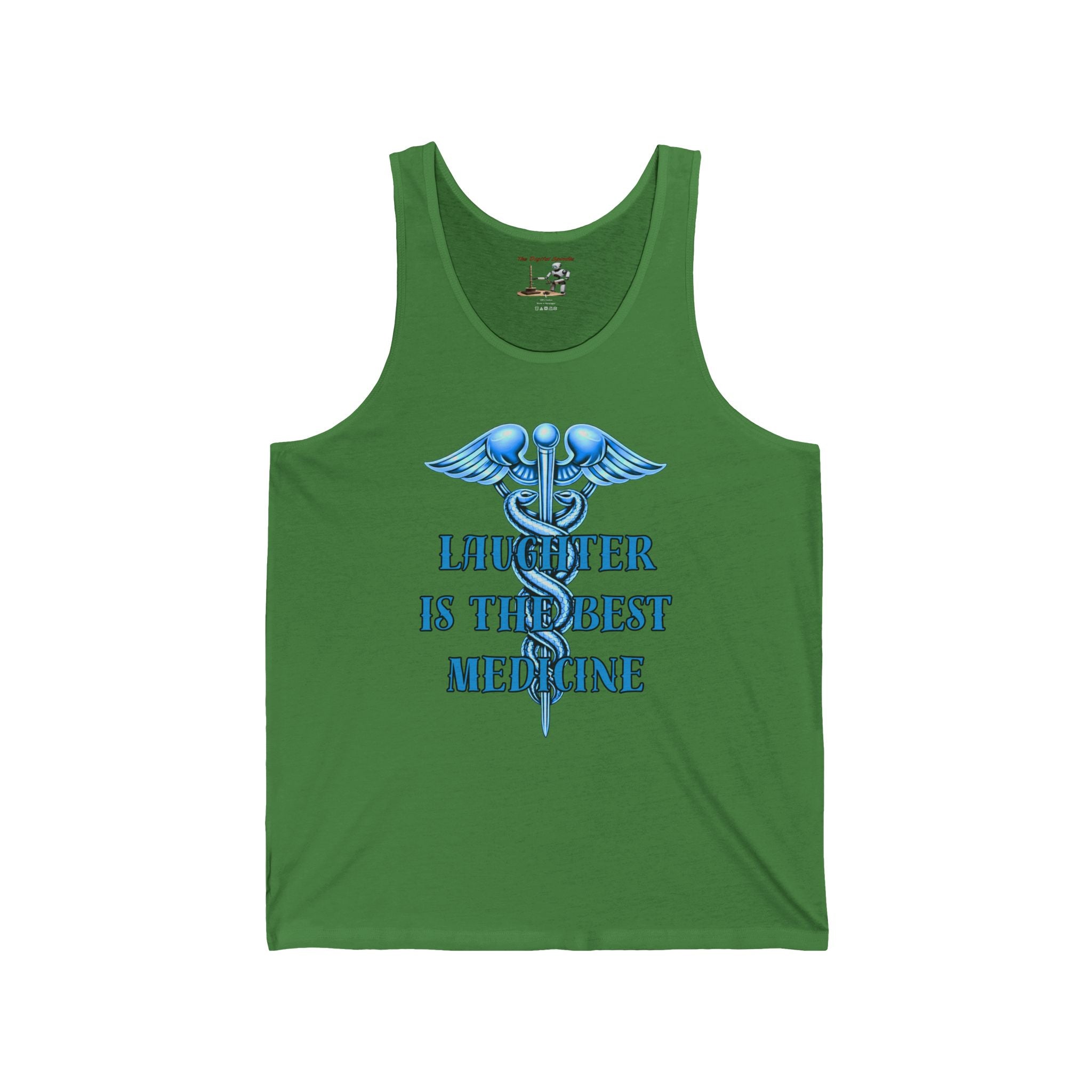 Front & Back "Laughter Is The Best Medicine" & Syringe Graphic Tank Top
