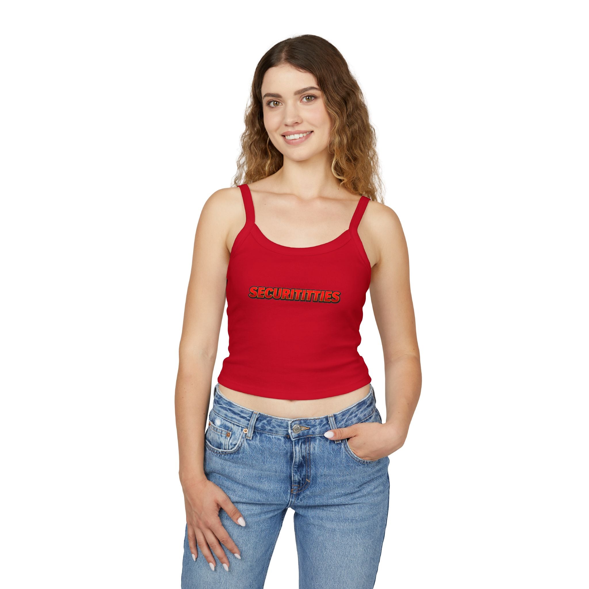Securititties Crop Tank Top – Funny Bold Graphic Women's Spaghetti Strap