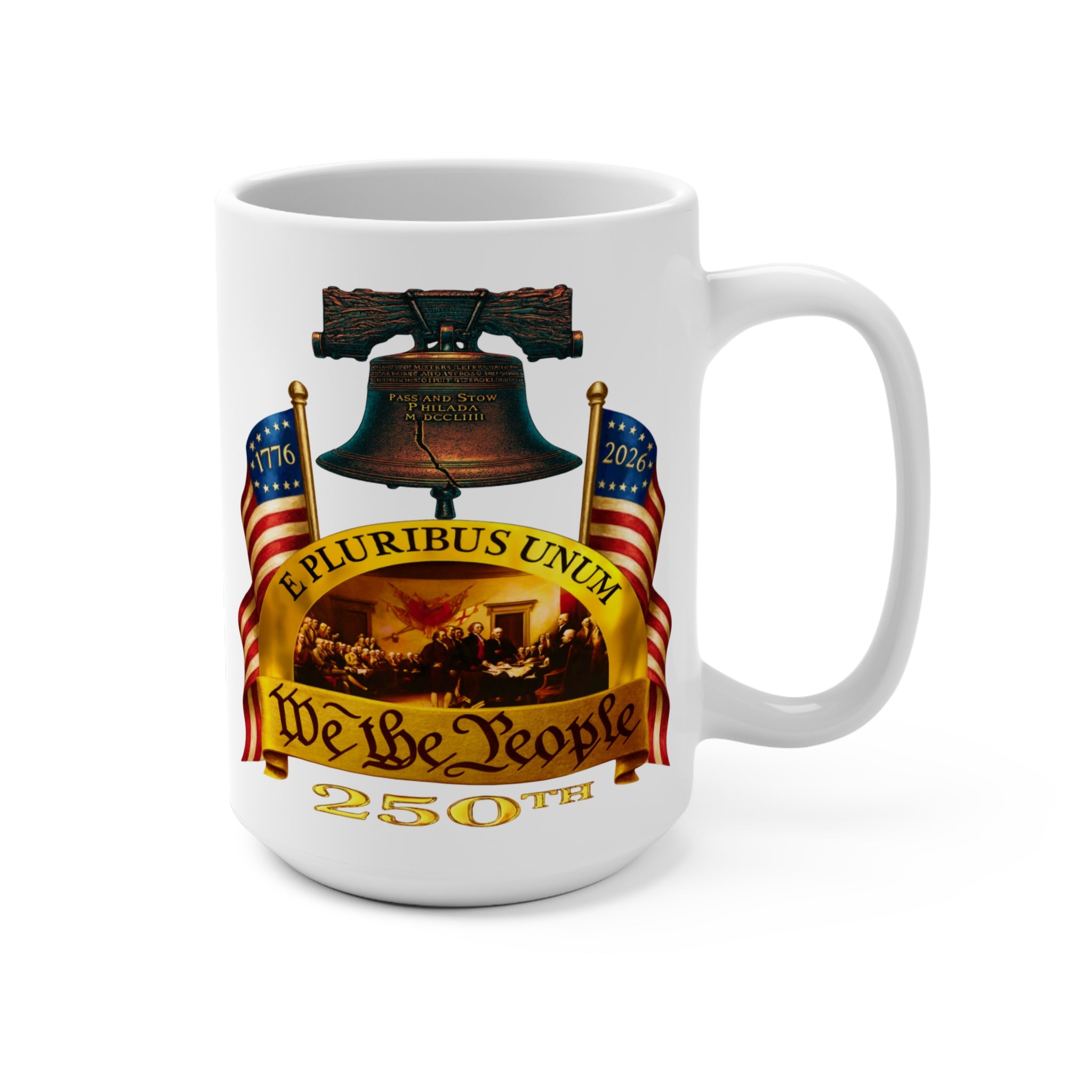 'We the People' Bell & Flags 15oz Commemorative Mug