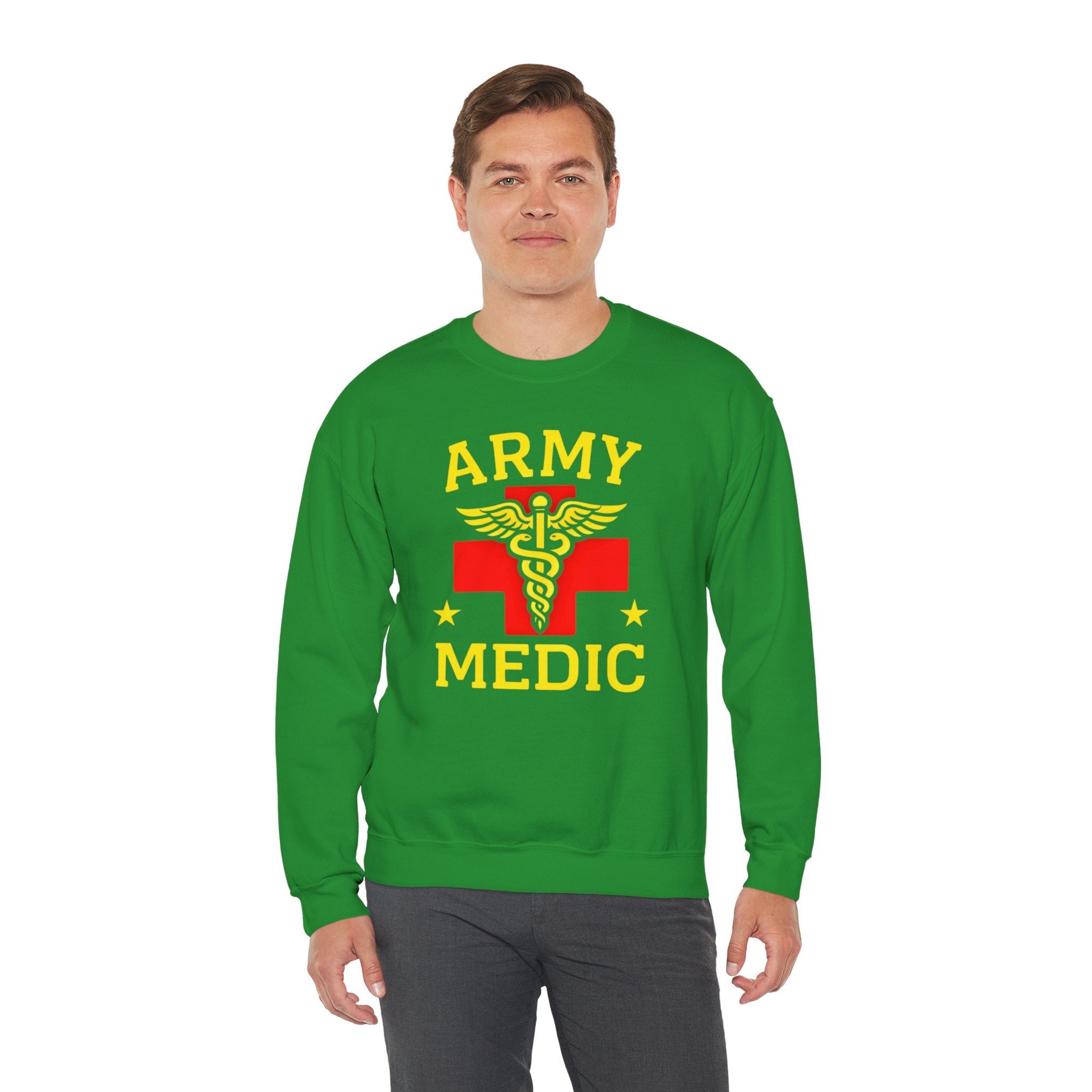 Army Medic Crewneck Sweatshirt — Military Medical Caduceus Design