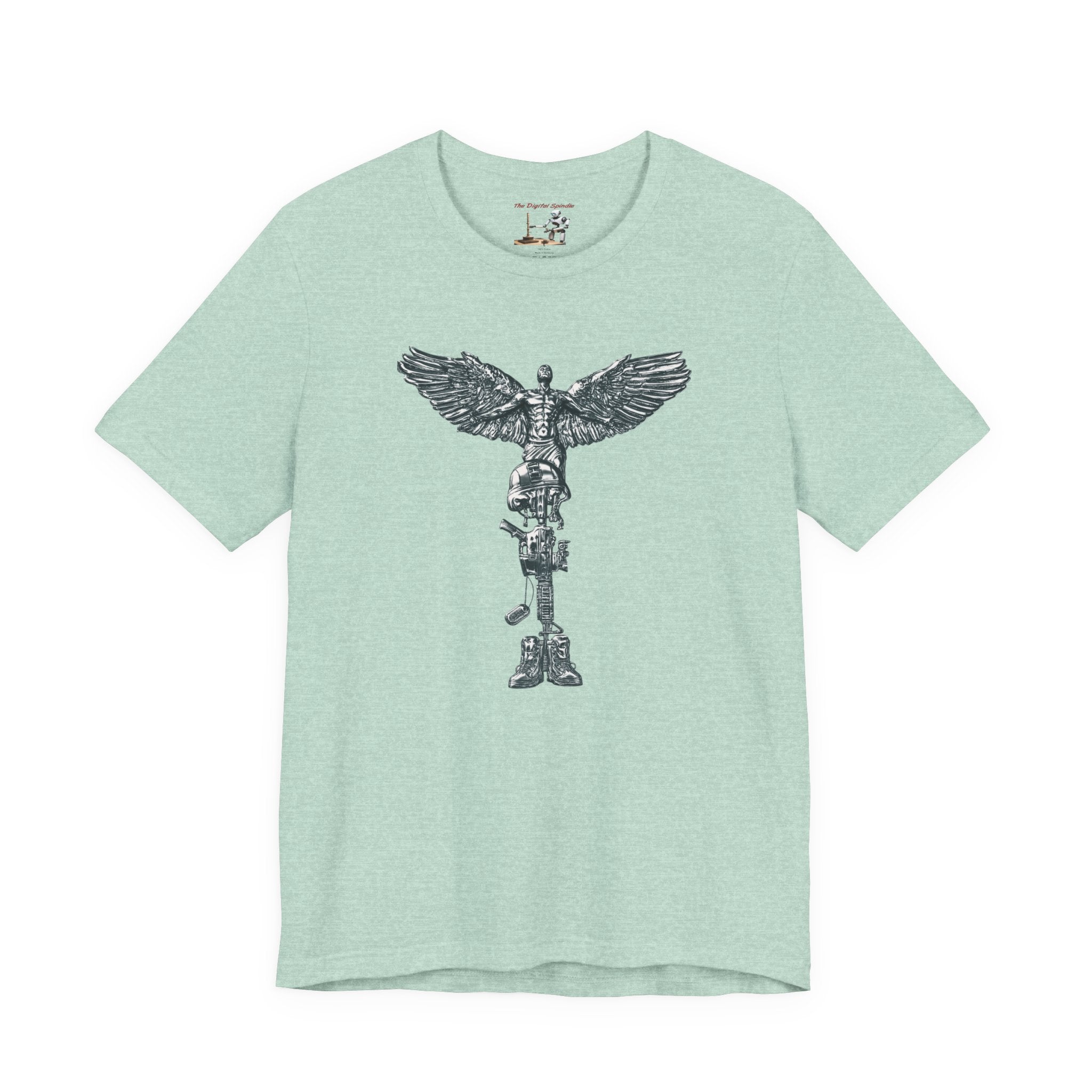 Army Veteran T-Shirt — Military Skull Helmet Back & Winged Medic Front Tee