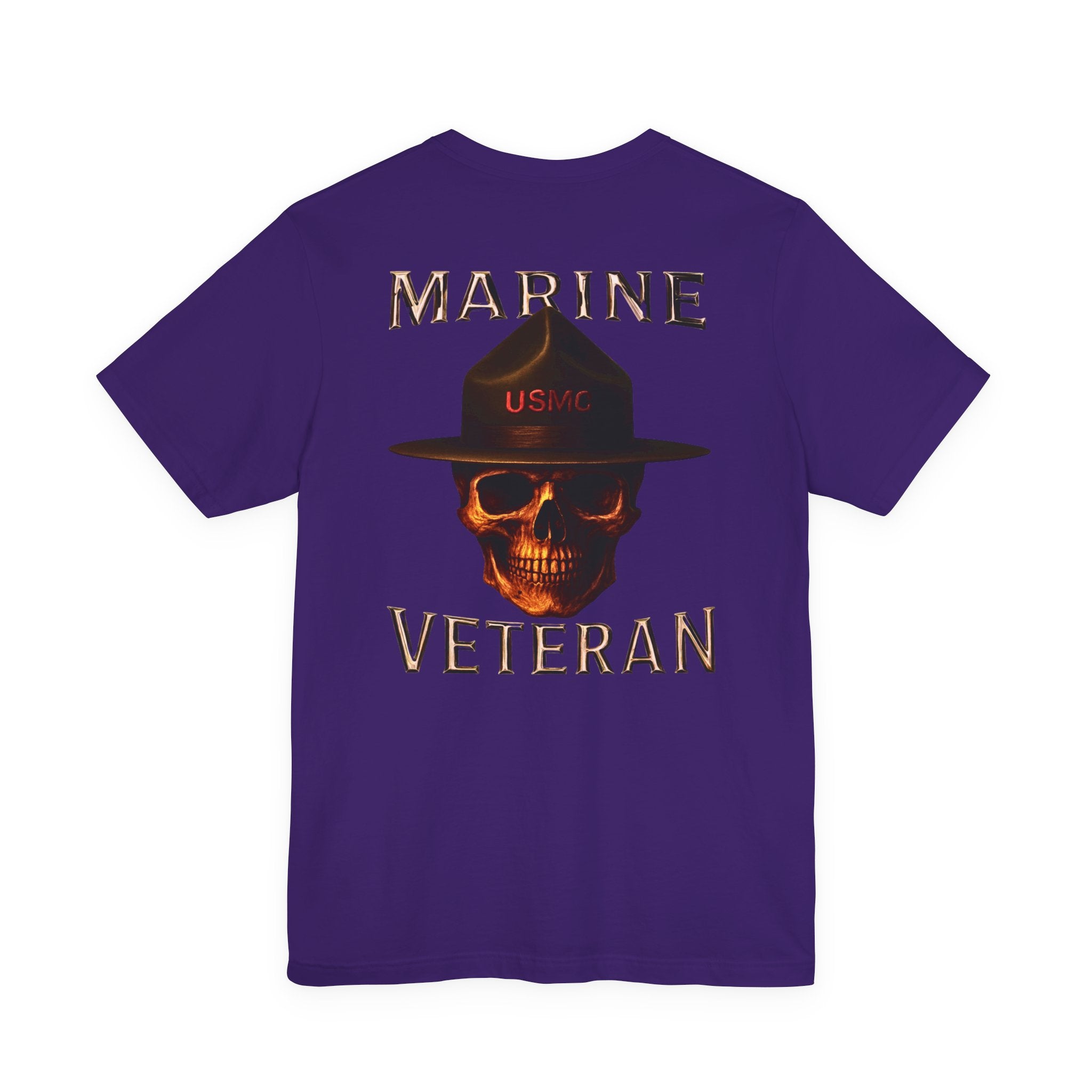 Marine Veteran Skull T‑Shirt — USMC Drill Instructor Hat Design